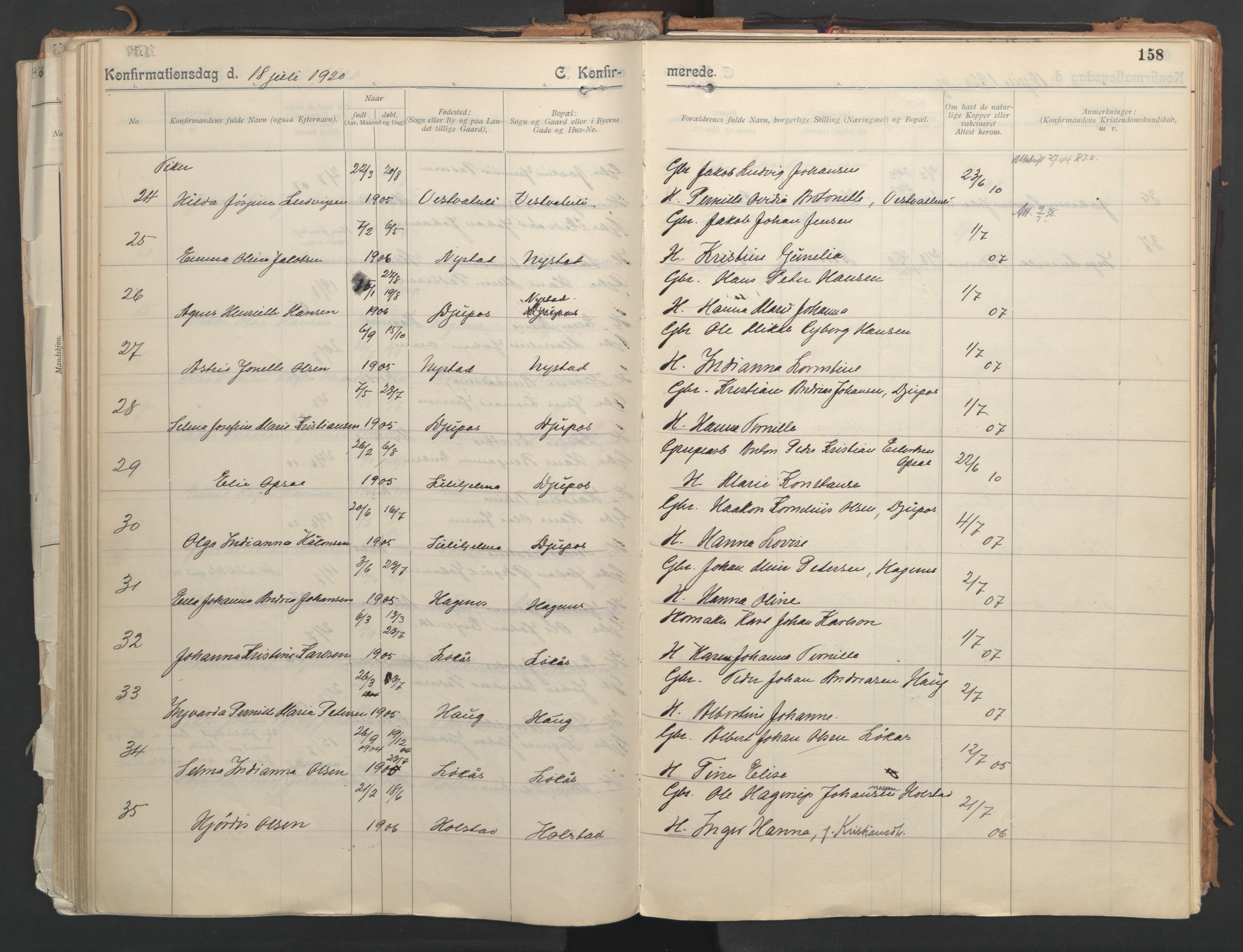 Ministerialprotokoller, klokkerbøker og fødselsregistre - Nordland, AV/SAT-A-1459/851/L0724: Parish register (official) no. 851A01, 1901-1922, p. 158