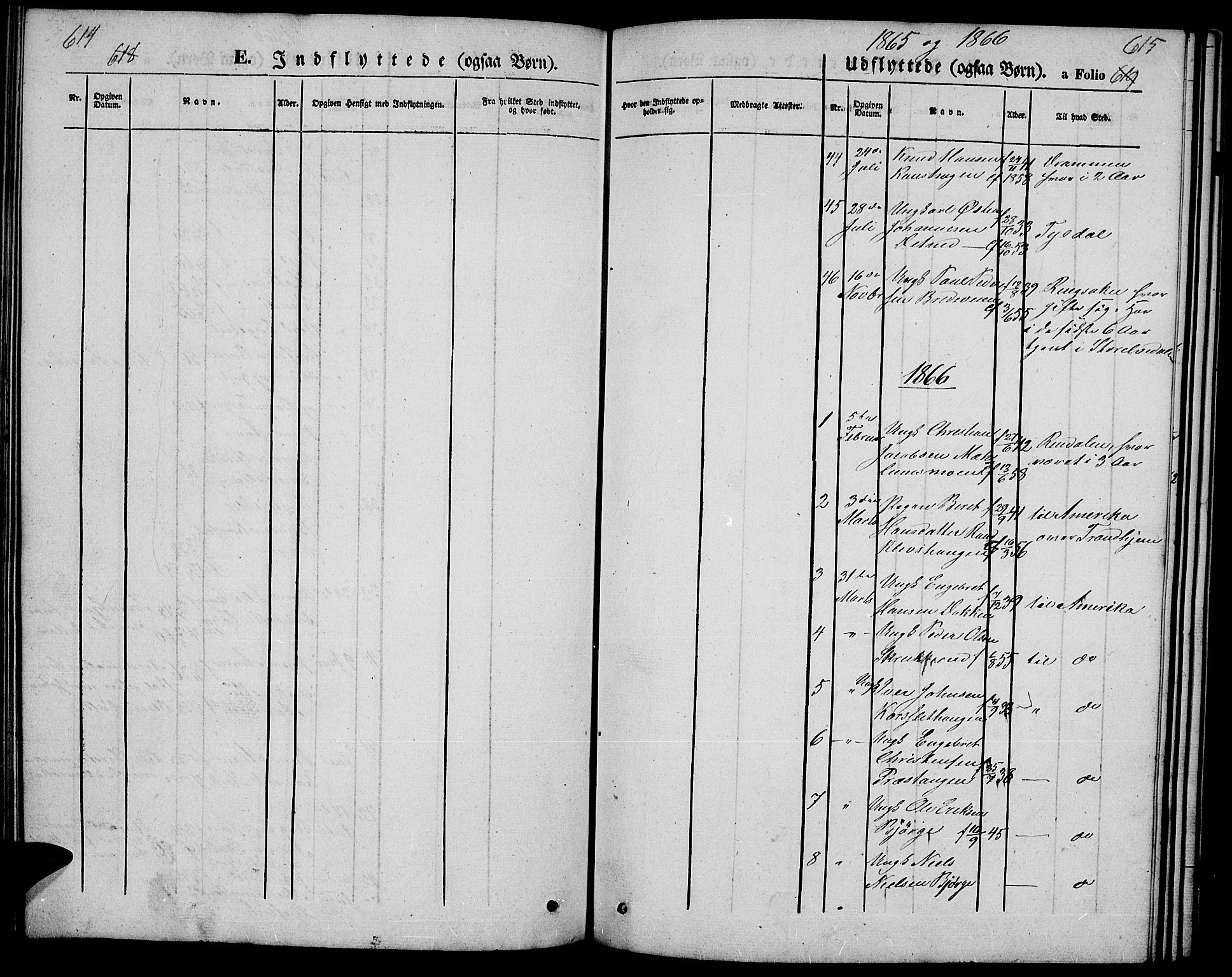 Ringebu prestekontor, SAH/PREST-082/H/Ha/Hab/L0003: Parish register (copy) no. 3, 1854-1866, p. 614-615
