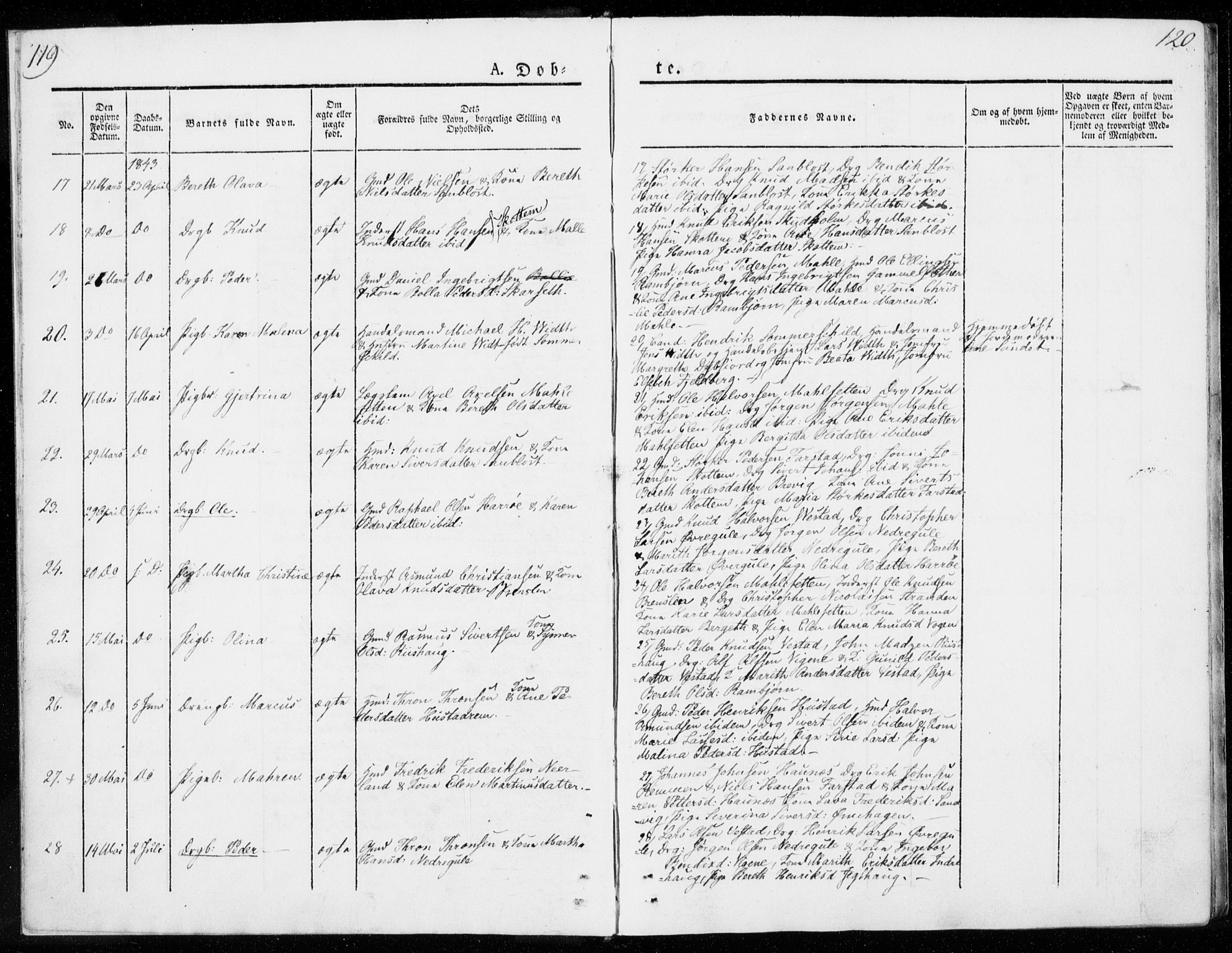 Ministerialprotokoller, klokkerbøker og fødselsregistre - Møre og Romsdal, AV/SAT-A-1454/566/L0766: Parish register (official) no. 566A05, 1842-1851, p. 119-120