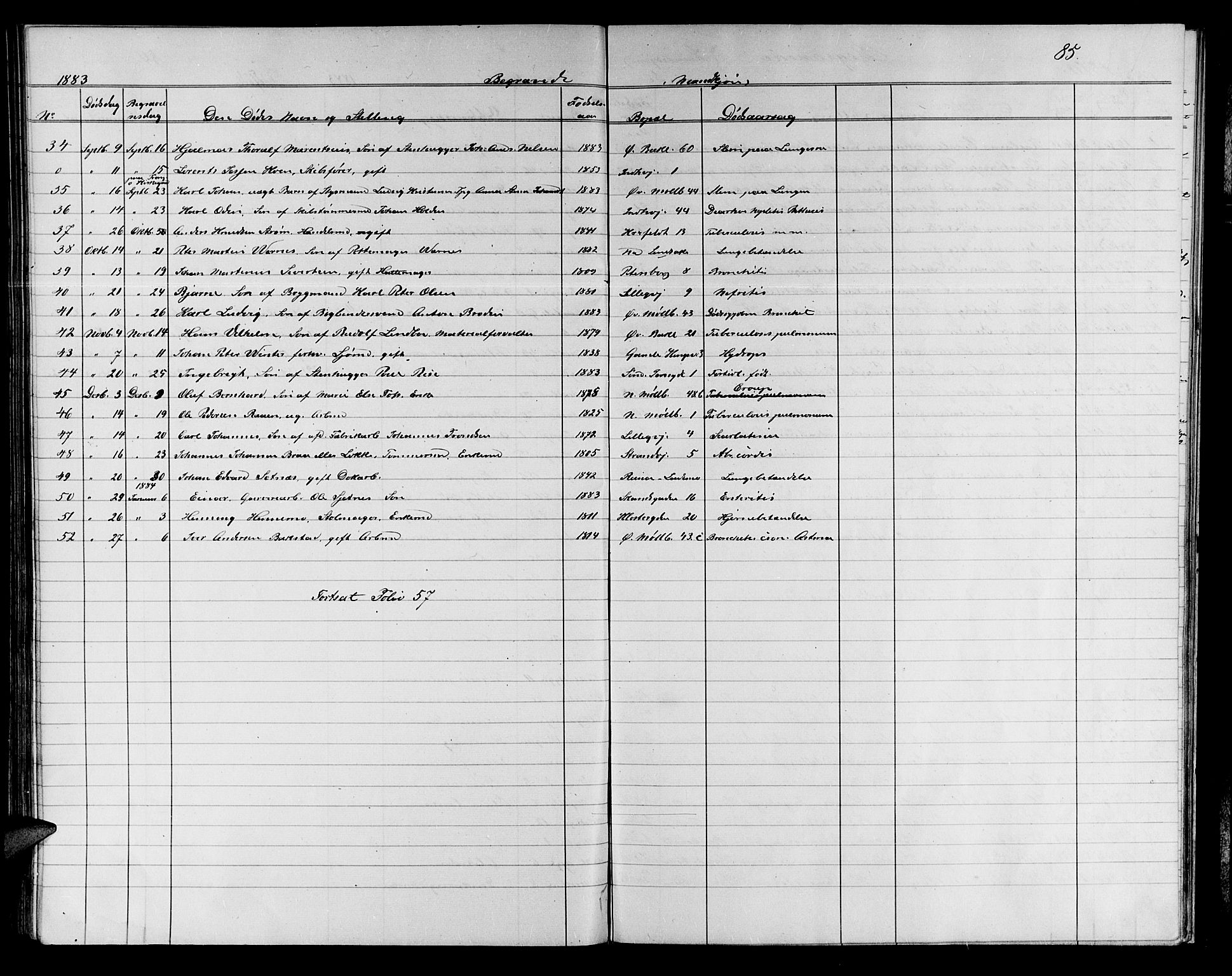 Ministerialprotokoller, klokkerbøker og fødselsregistre - Sør-Trøndelag, SAT/A-1456/604/L0221: Parish register (copy) no. 604C04, 1870-1885, p. 85