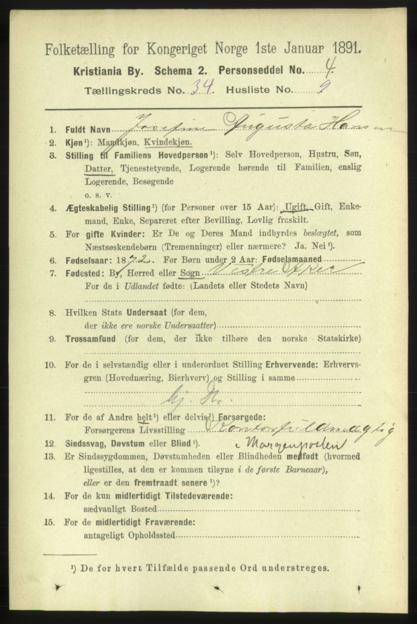 RA, 1891 census for 0301 Kristiania, 1891, p. 18464