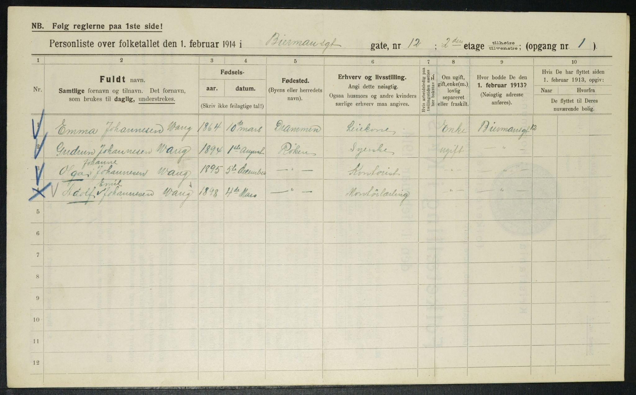 OBA, Municipal Census 1914 for Kristiania, 1914, p. 4903