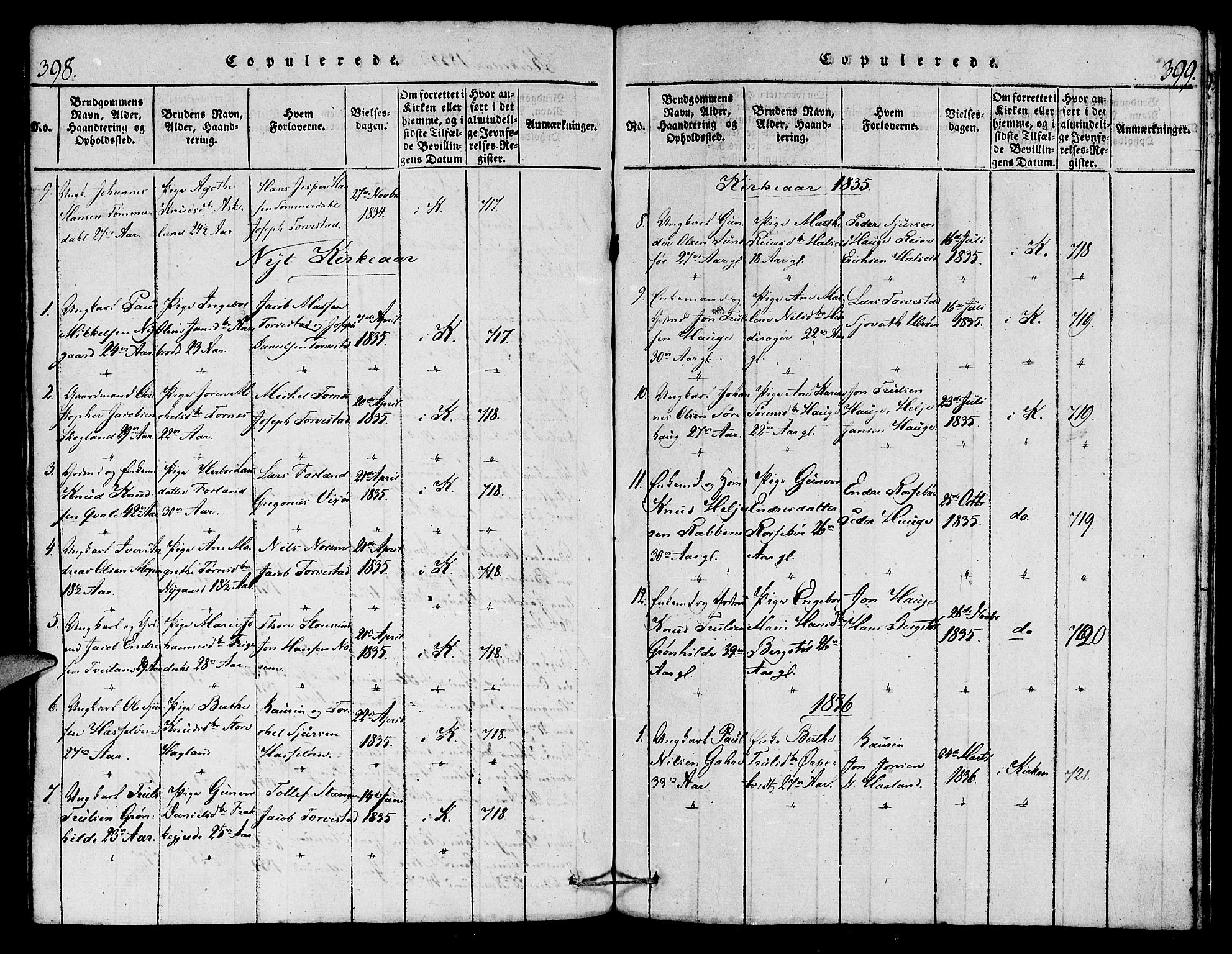 Torvastad sokneprestkontor, SAST/A -101857/H/Ha/Haa/L0004: Parish register (official) no. A 4, 1817-1836, p. 398-399
