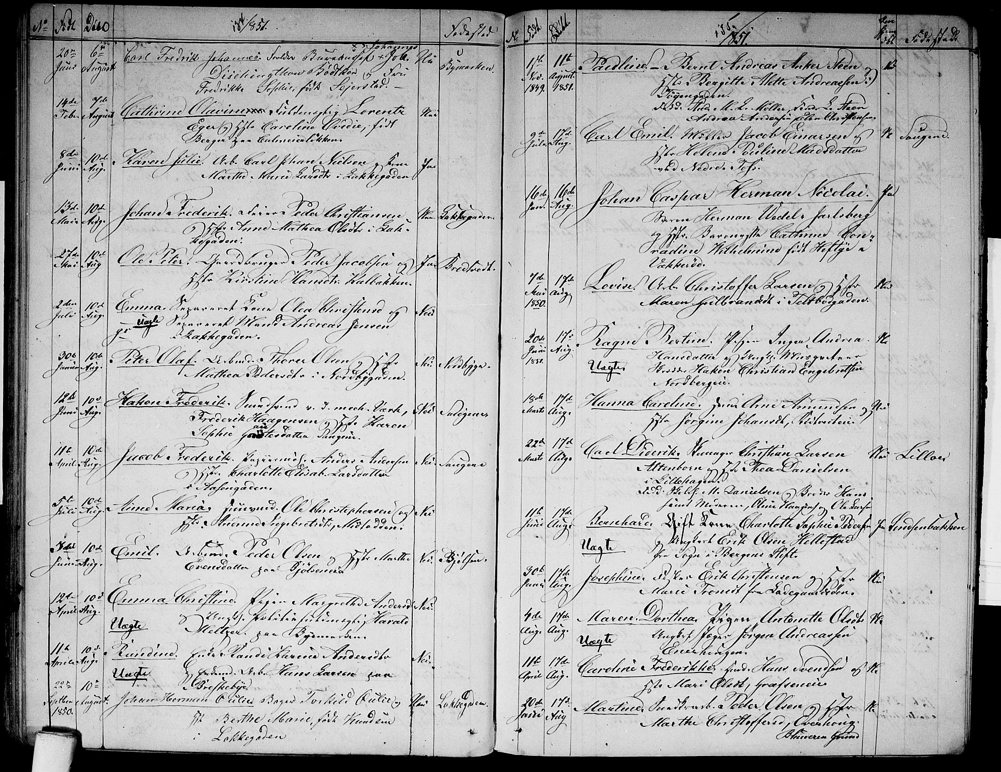 Aker prestekontor kirkebøker, AV/SAO-A-10861/G/L0009: Parish register (copy) no. 9, 1848-1852, p. 134-135