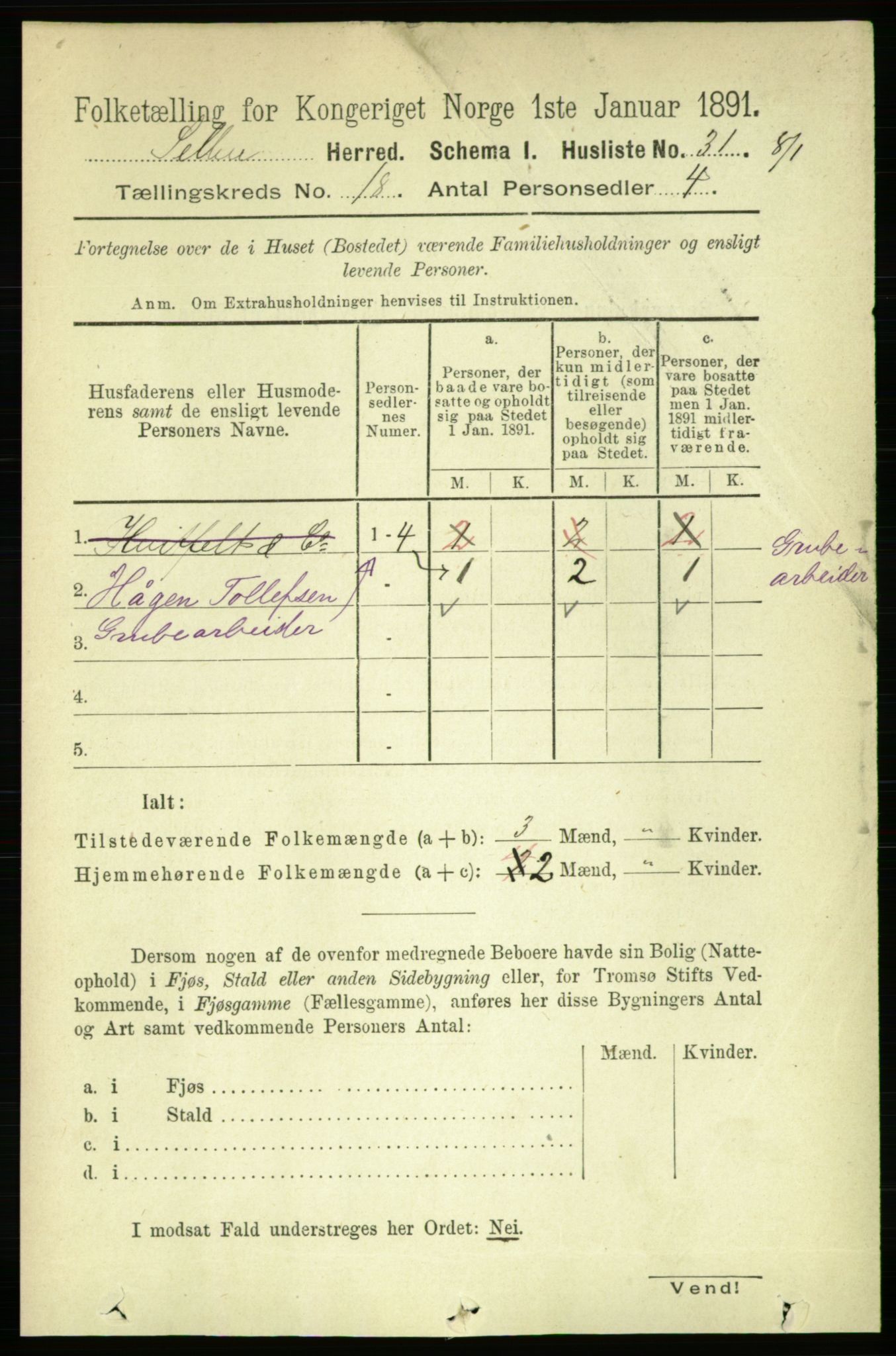 RA, 1891 census for 1664 Selbu, 1891, p. 6464