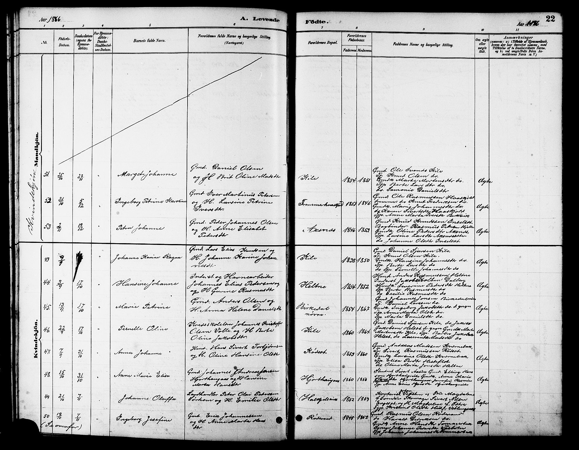 Ministerialprotokoller, klokkerbøker og fødselsregistre - Møre og Romsdal, AV/SAT-A-1454/511/L0158: Parish register (copy) no. 511C04, 1884-1903, p. 22