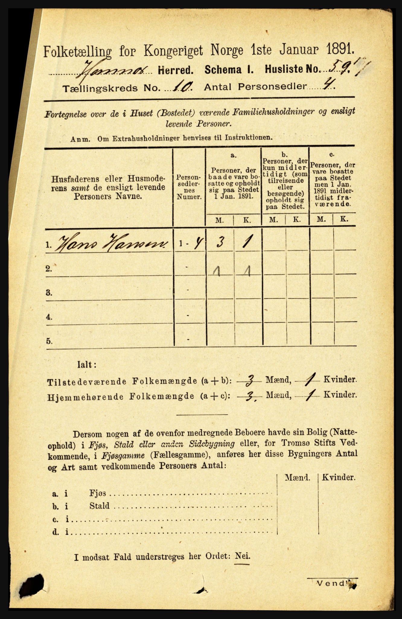 RA, 1891 census for 1832 Hemnes, 1891, p. 4793