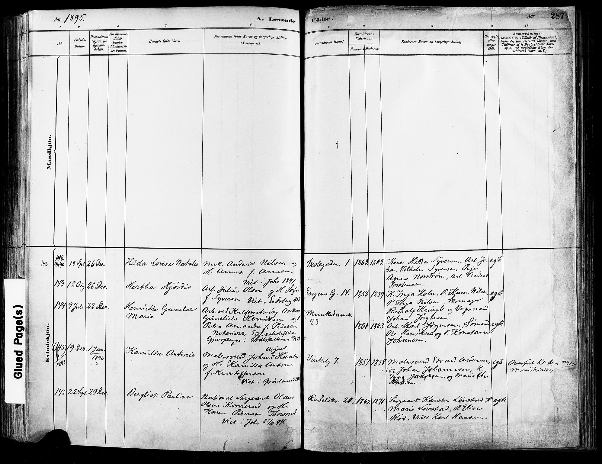 Johannes prestekontor Kirkebøker, AV/SAO-A-10852/F/Fa/L0003: Parish register (official) no. 3, 1882-1896, p. 287