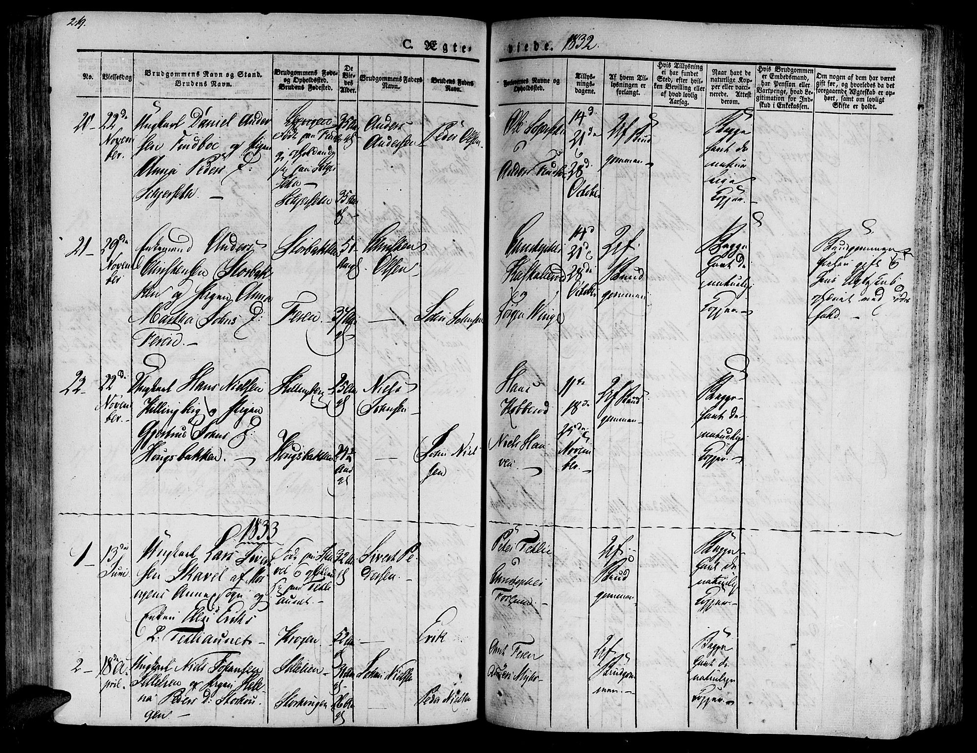 Ministerialprotokoller, klokkerbøker og fødselsregistre - Nord-Trøndelag, SAT/A-1458/701/L0006: Parish register (official) no. 701A06, 1825-1841, p. 219