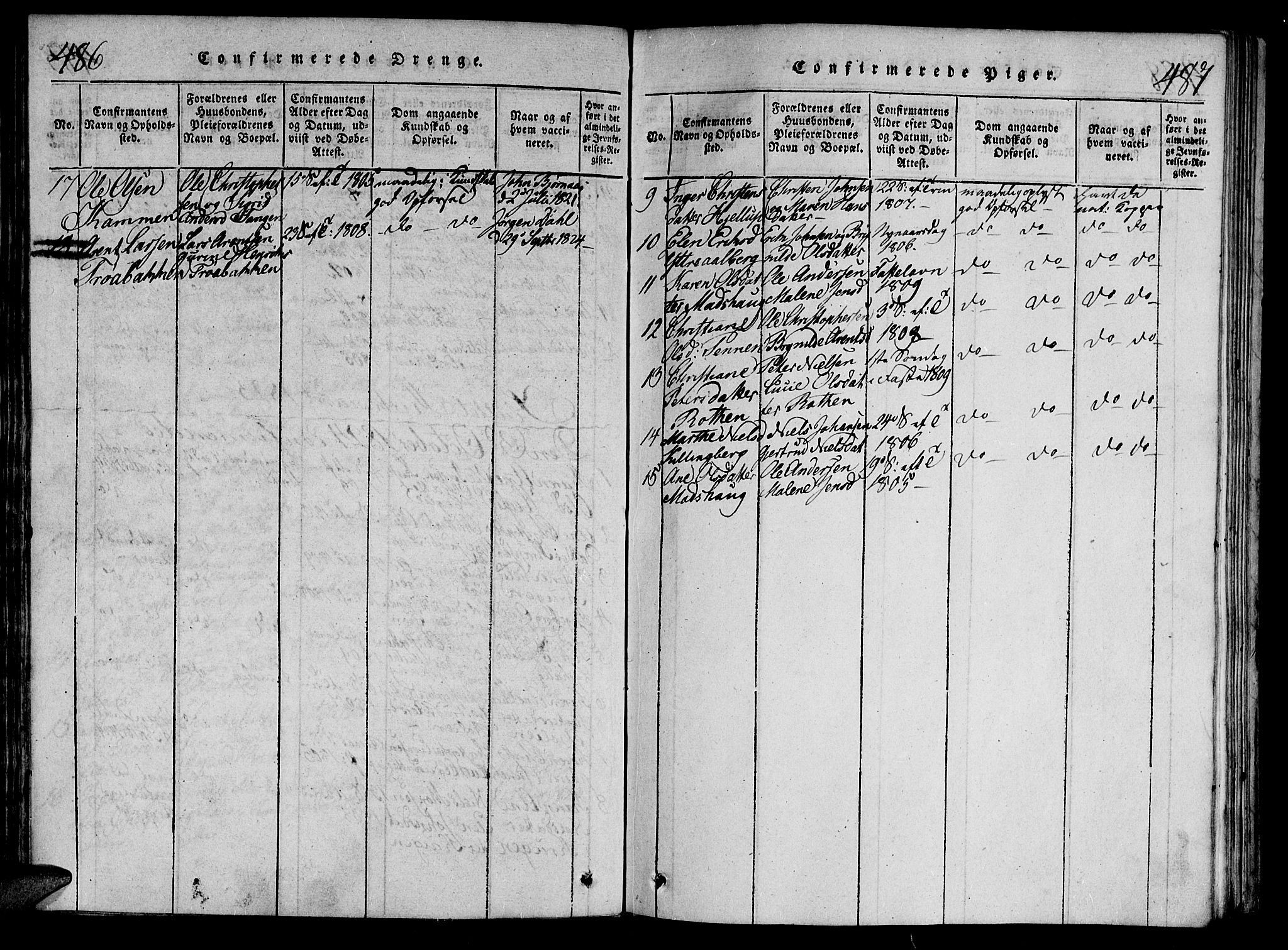 Ministerialprotokoller, klokkerbøker og fødselsregistre - Nord-Trøndelag, SAT/A-1458/701/L0005: Parish register (official) no. 701A05 /1, 1816-1825, p. 486-487