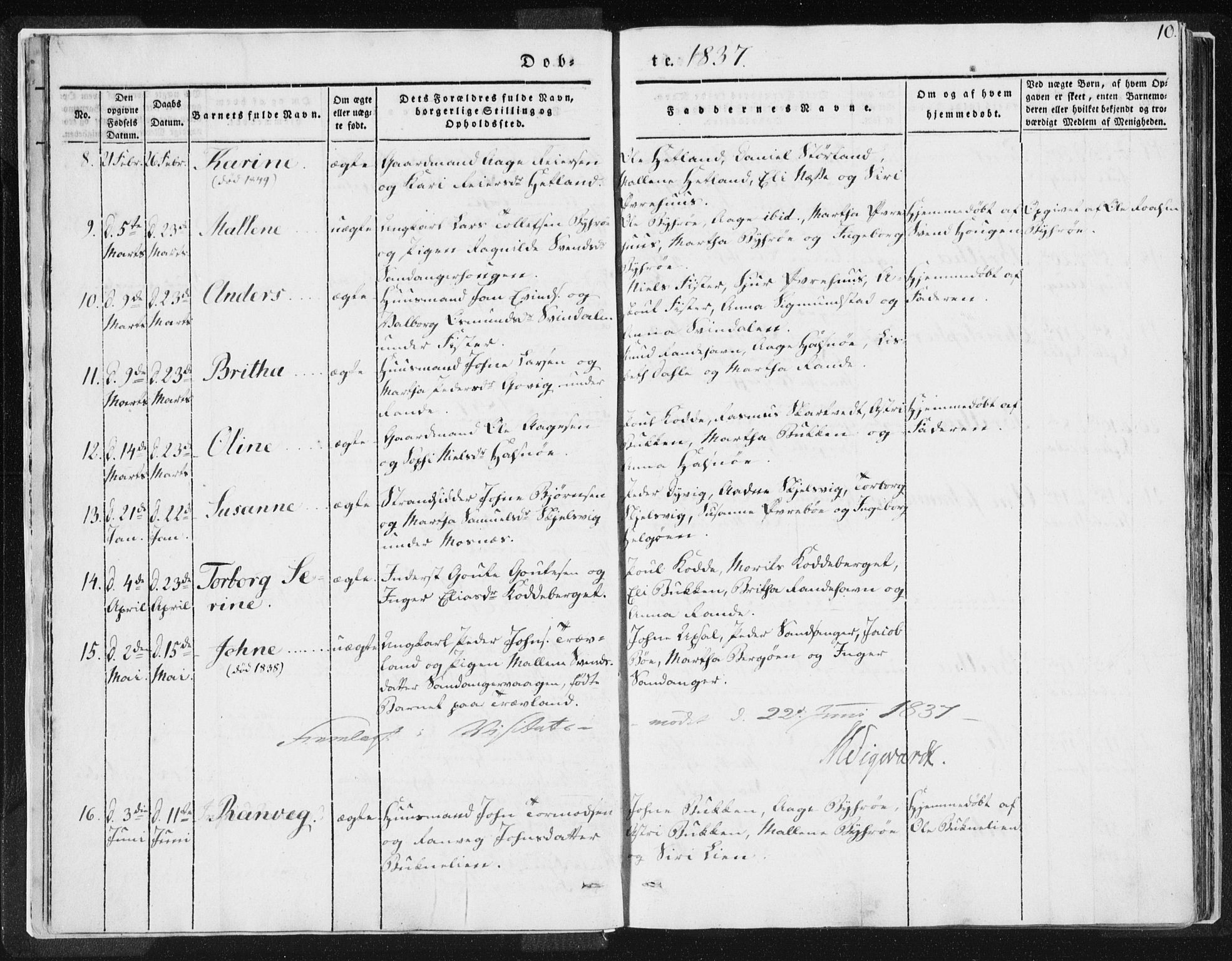 Hjelmeland sokneprestkontor, AV/SAST-A-101843/01/IV/L0007: Parish register (official) no. A 7, 1834-1850, p. 10