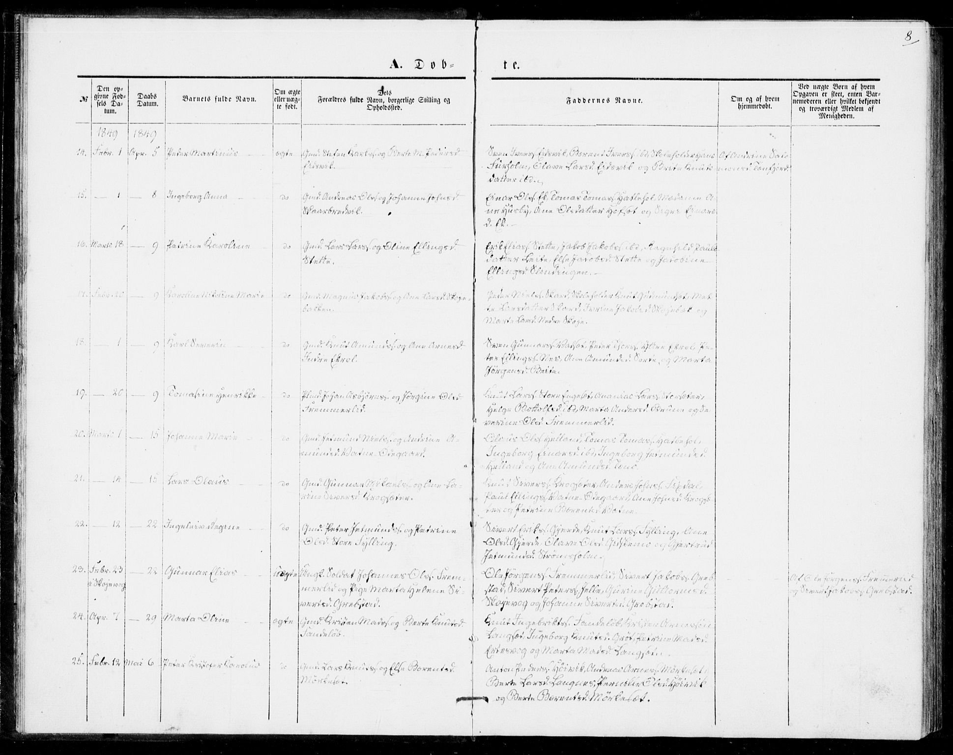 Ministerialprotokoller, klokkerbøker og fødselsregistre - Møre og Romsdal, AV/SAT-A-1454/524/L0353: Parish register (official) no. 524A05, 1848-1856, p. 8