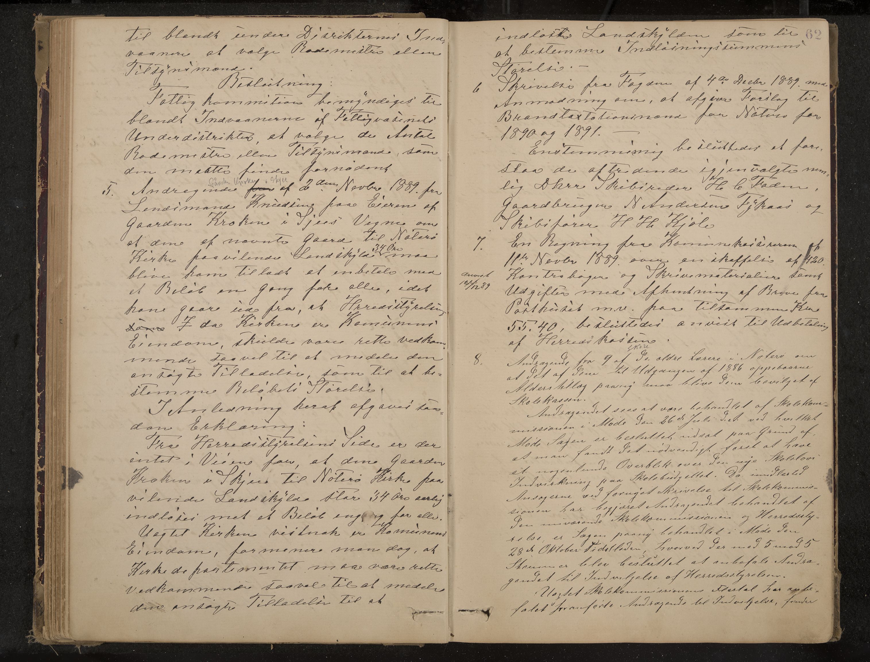 Nøtterøy formannskap og sentraladministrasjon, IKAK/0722021-1/A/Aa/L0004: Møtebok, 1887-1896, p. 62