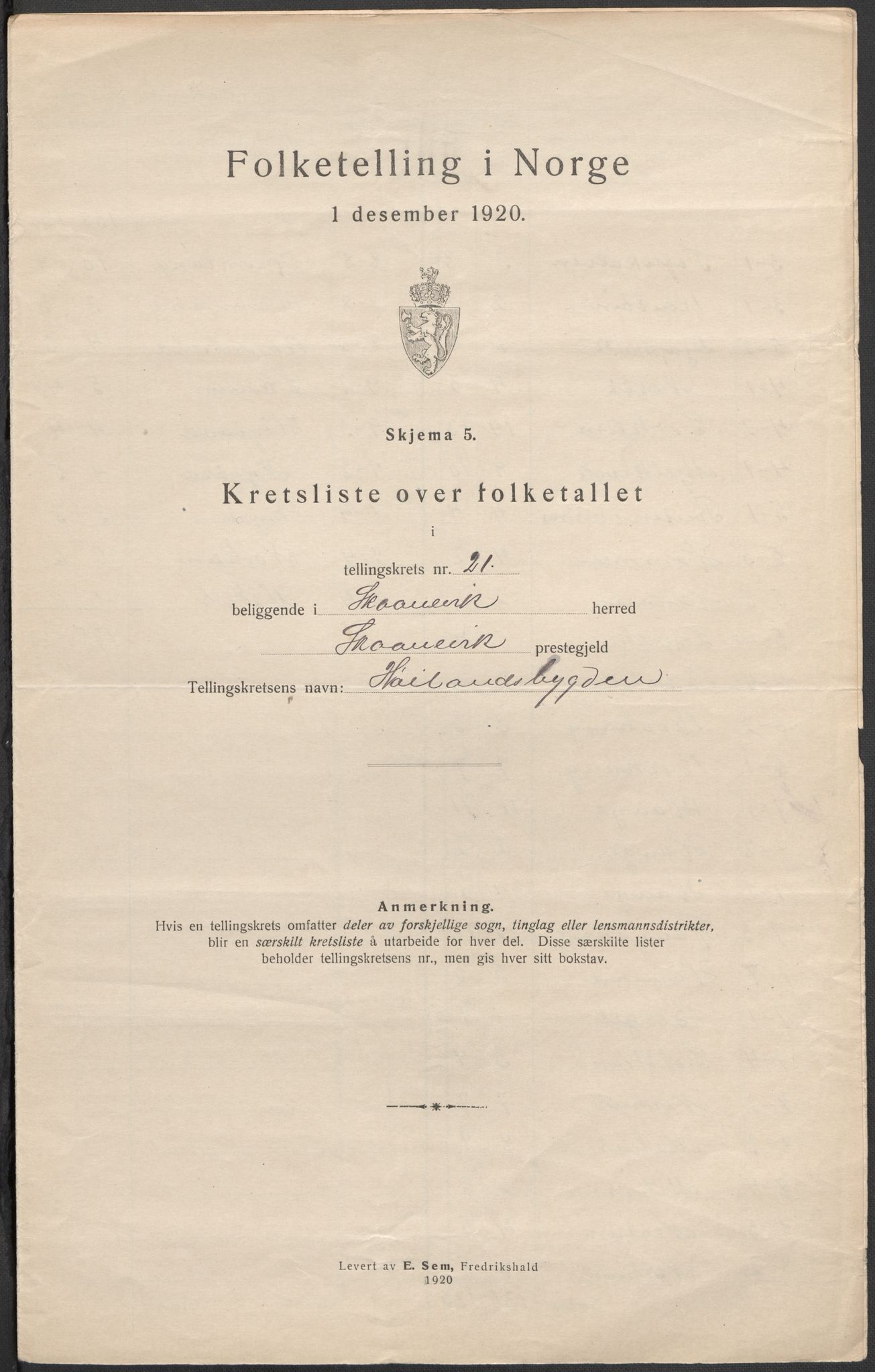 SAB, 1920 census for Skånevik, 1920, p. 73
