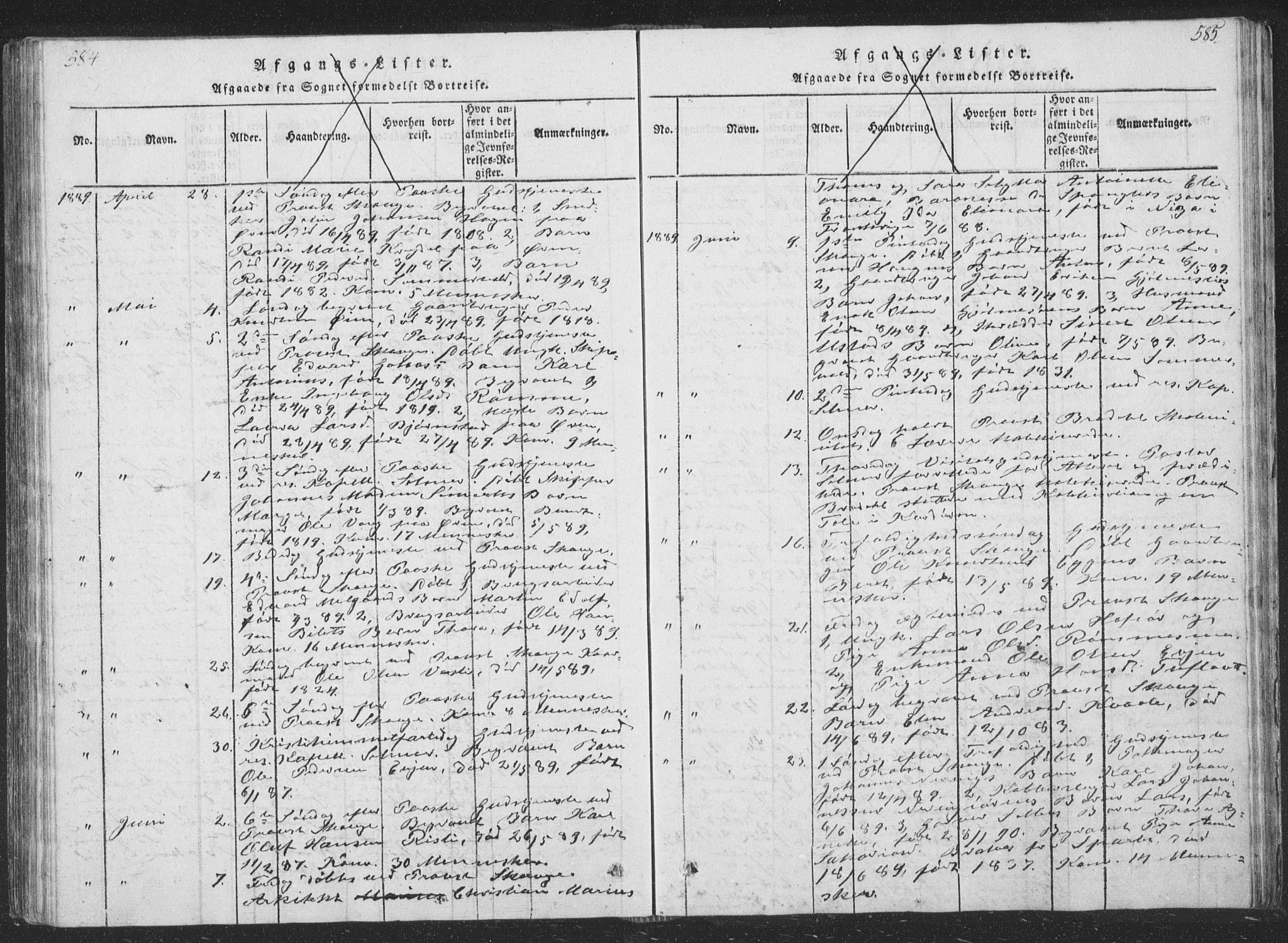 Ministerialprotokoller, klokkerbøker og fødselsregistre - Sør-Trøndelag, SAT/A-1456/668/L0816: Parish register (copy) no. 668C05, 1816-1893, p. 584-585