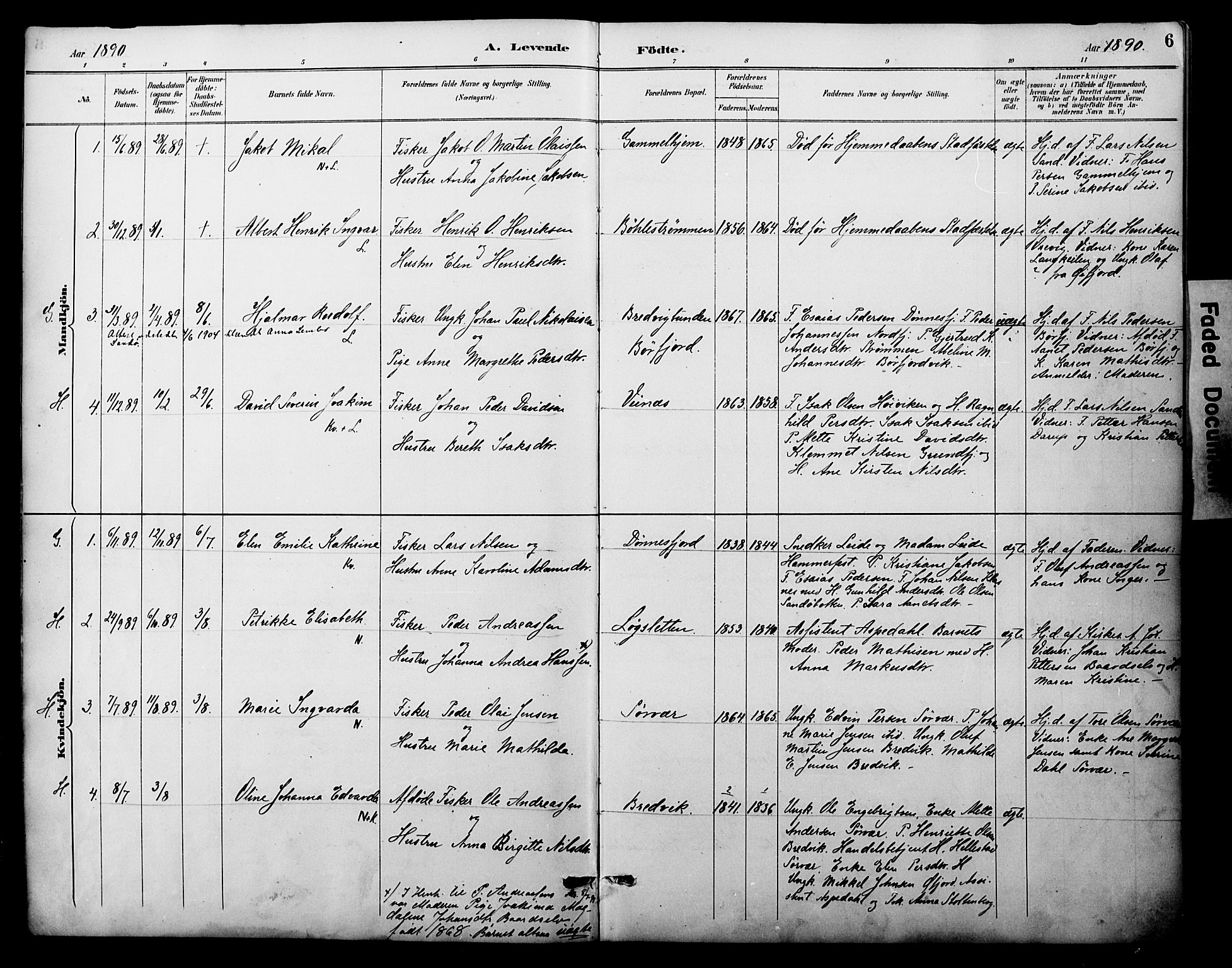 Loppa sokneprestkontor, SATØ/S-1339/H/Ha/L0008kirke: Parish register (official) no. 8, 1889-1907, p. 6