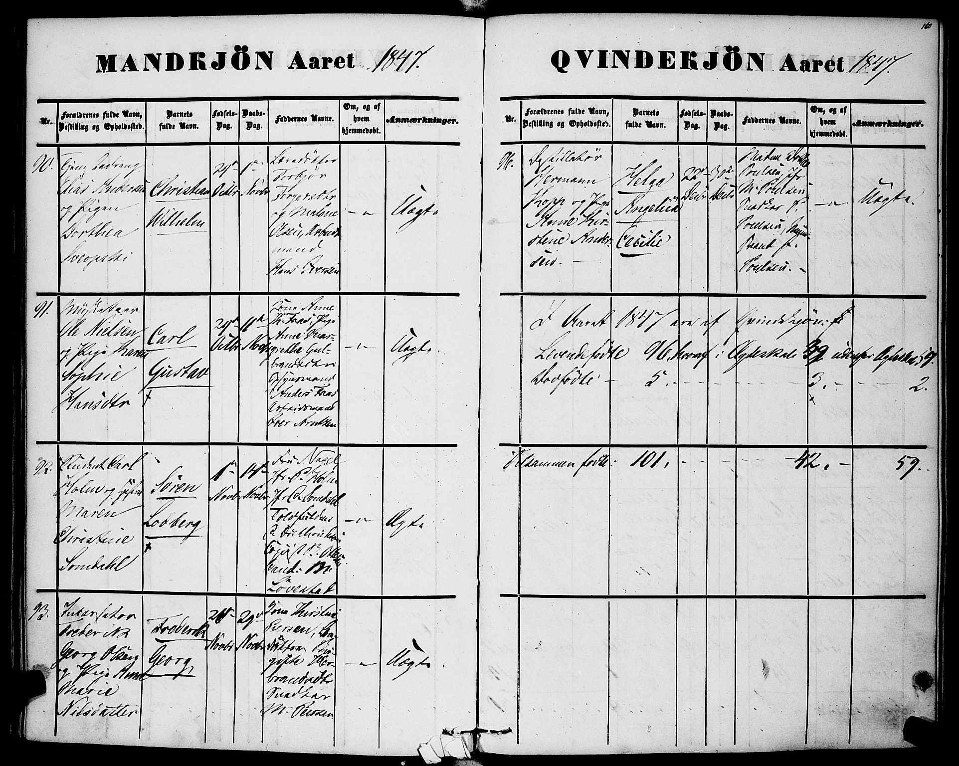 Rikshospitalet prestekontor Kirkebøker, AV/SAO-A-10309b/F/L0003: Parish register (official) no. 3, 1841-1853, p. 160