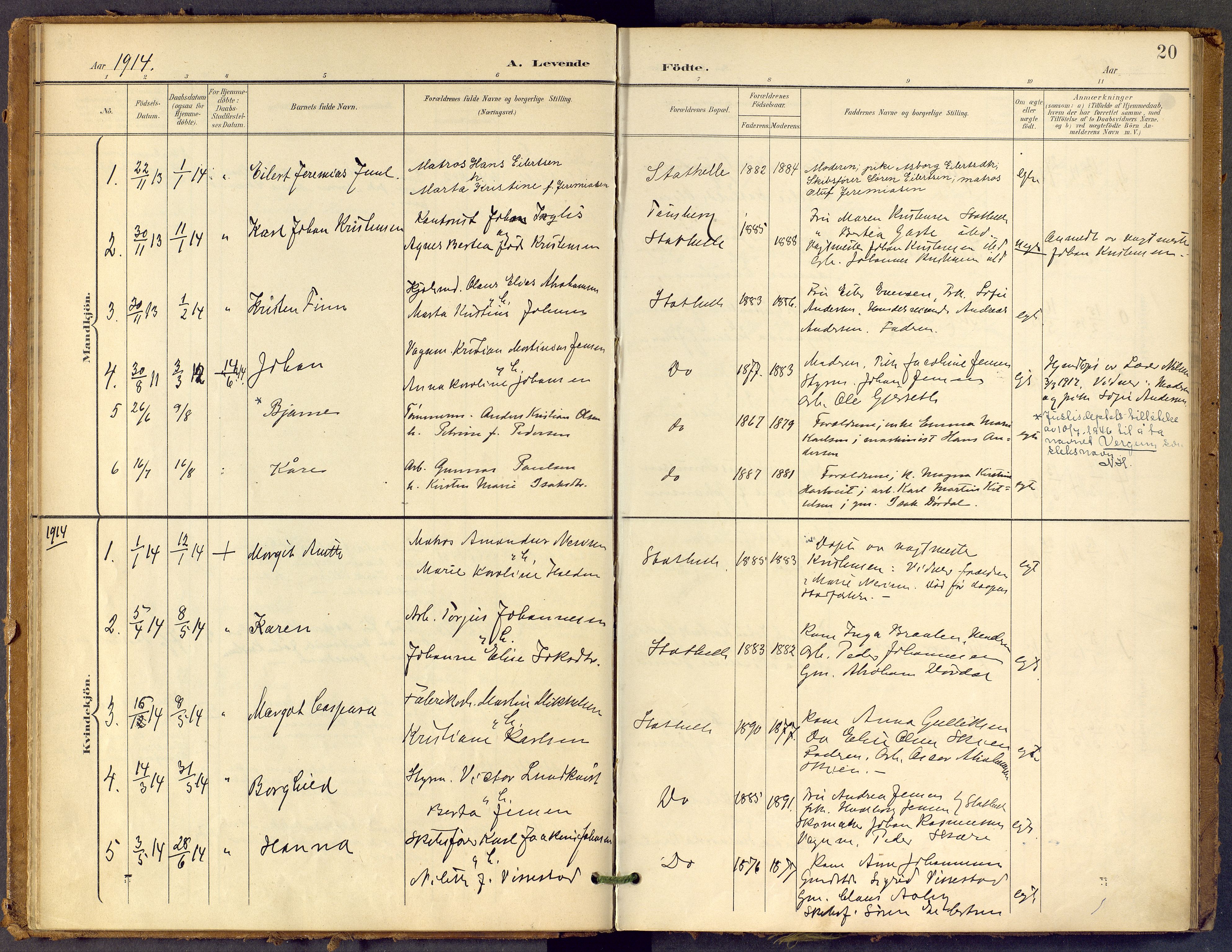 Bamble kirkebøker, SAKO/A-253/F/Fb/L0002: Parish register (official) no. II 2, 1900-1921, p. 20