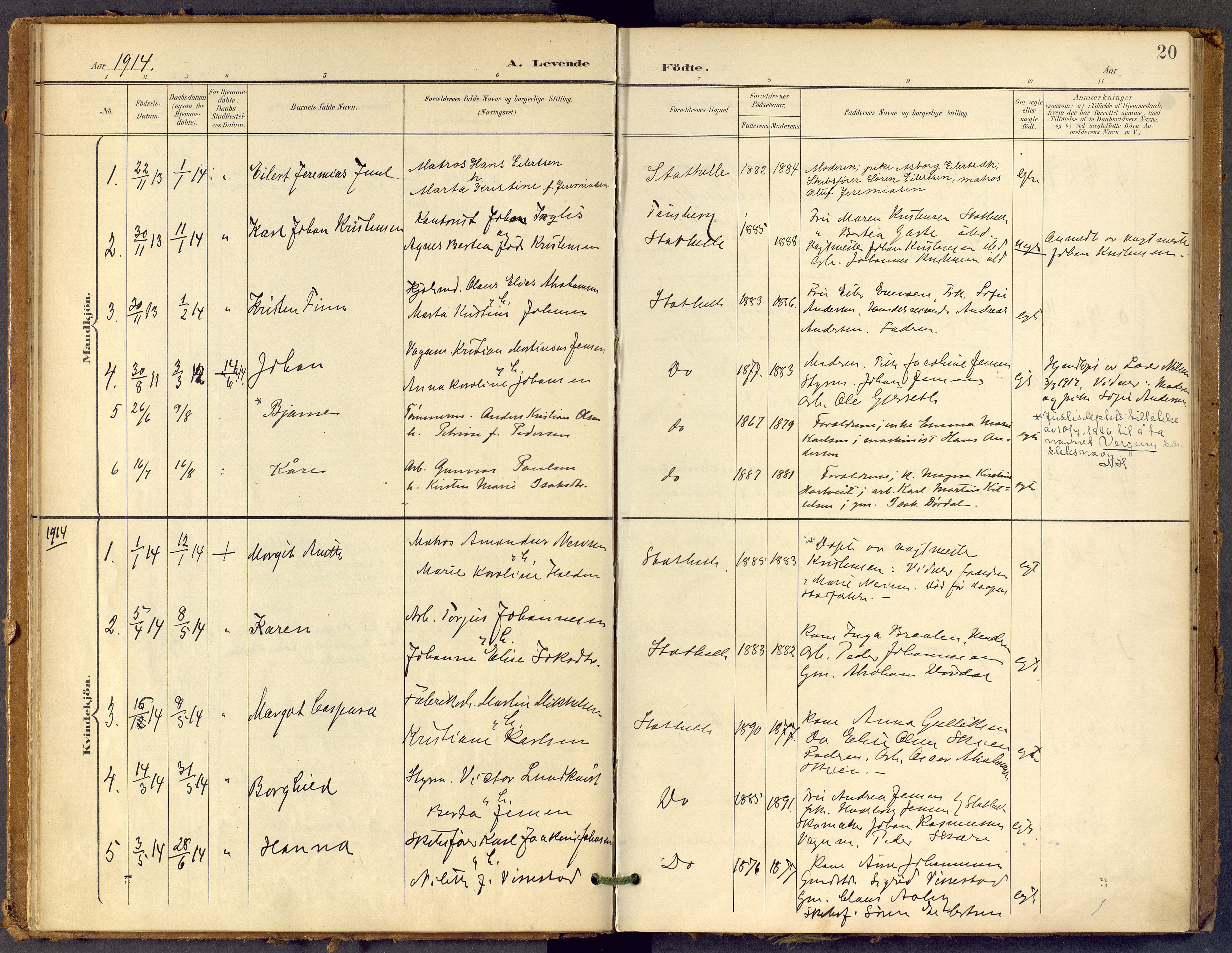 Bamble kirkebøker, AV/SAKO-A-253/F/Fb/L0002: Parish register (official) no. II 2, 1900-1921, p. 20