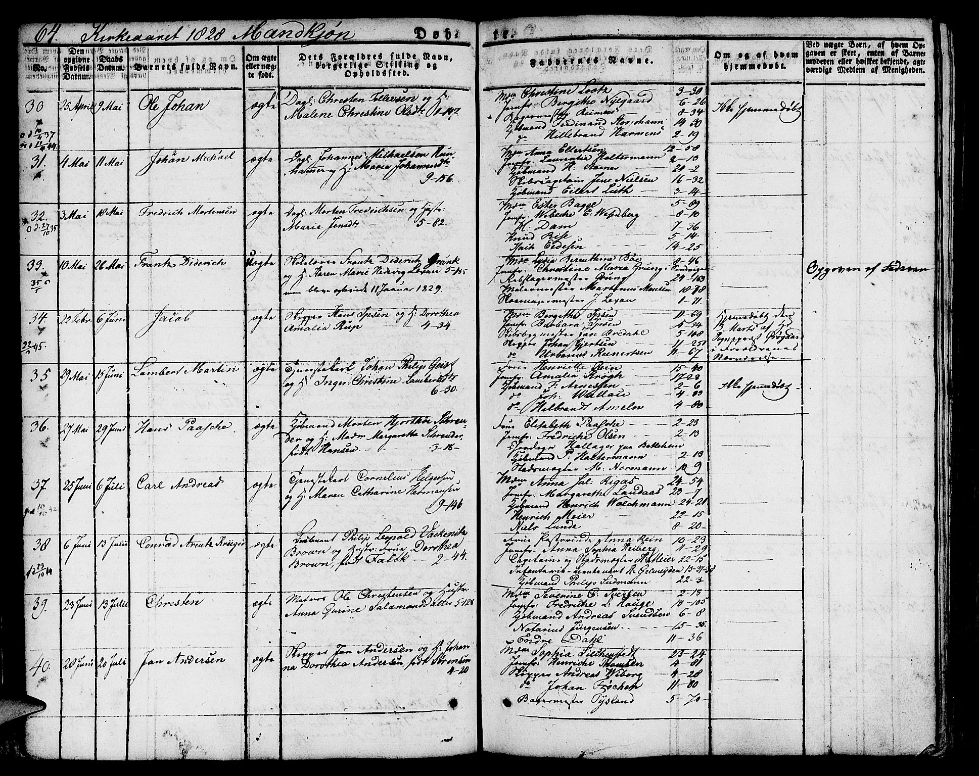 Nykirken Sokneprestembete, SAB/A-77101/H/Hab: Parish register (copy) no. A 5I, 1821-1841, p. 64