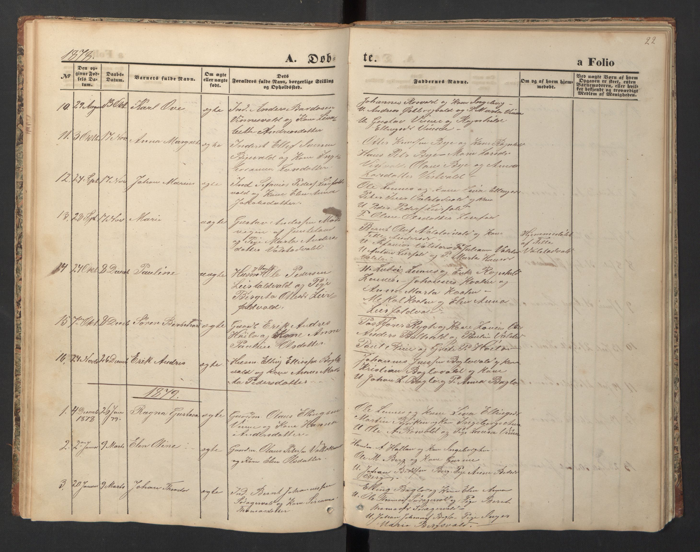 Ministerialprotokoller, klokkerbøker og fødselsregistre - Nord-Trøndelag, SAT/A-1458/726/L0271: Parish register (copy) no. 726C02, 1869-1897, p. 22