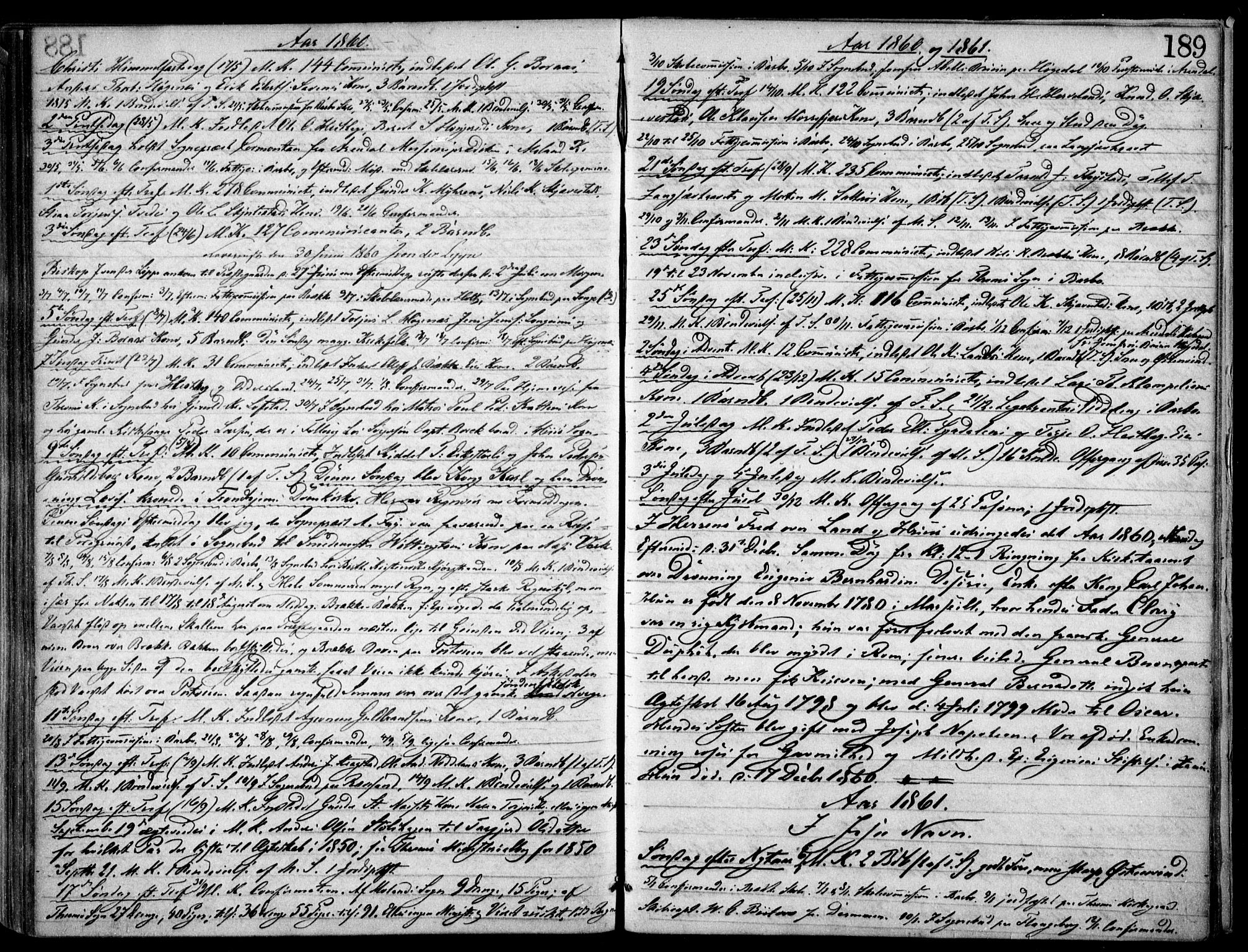 Austre Moland sokneprestkontor, SAK/1111-0001/F/Fa/Faa/L0008: Parish register (official) no. A 8, 1858-1868, p. 189