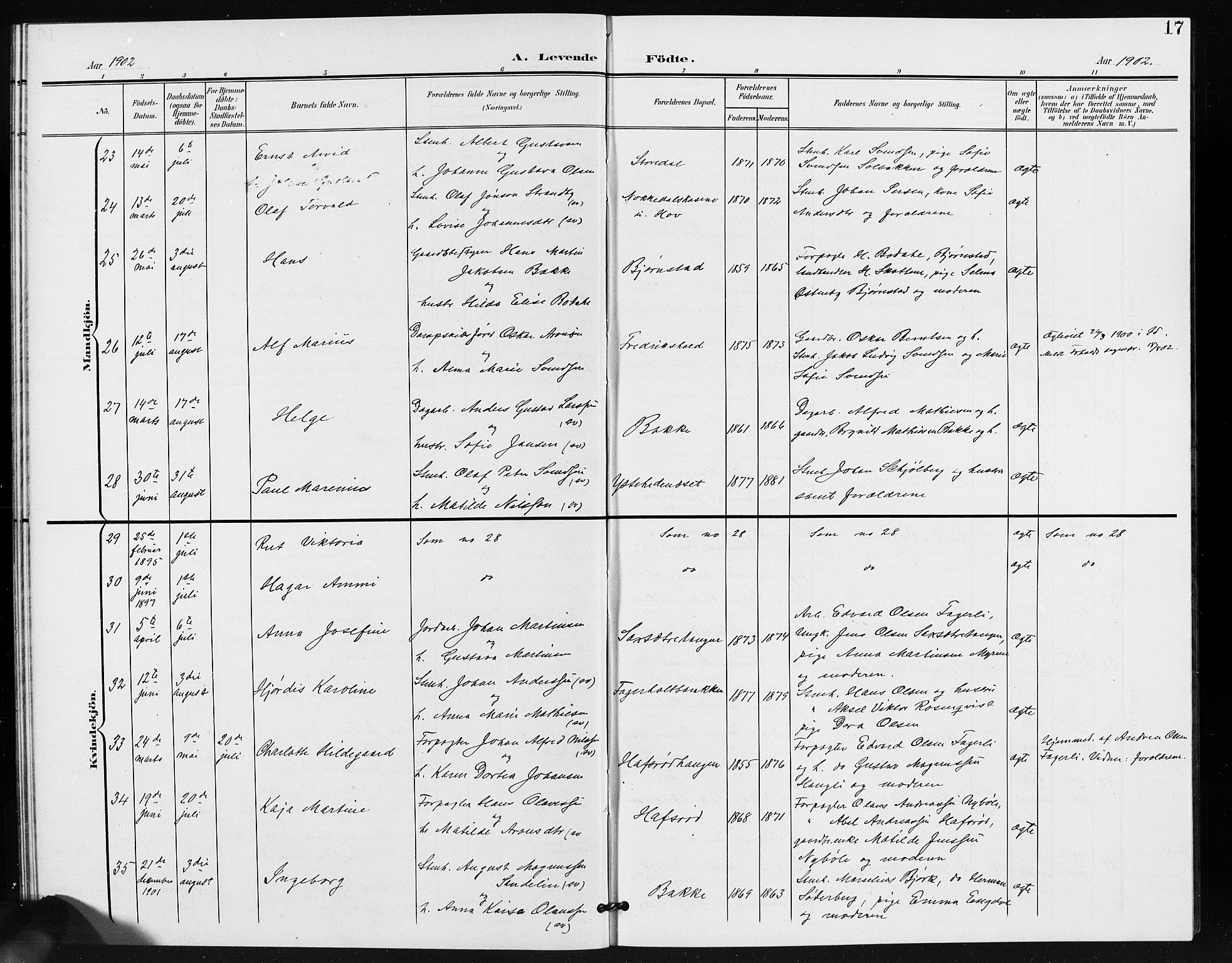 Idd prestekontor Kirkebøker, AV/SAO-A-10911/G/Gb/L0001: Parish register (copy) no. II 1, 1901-1907, p. 17
