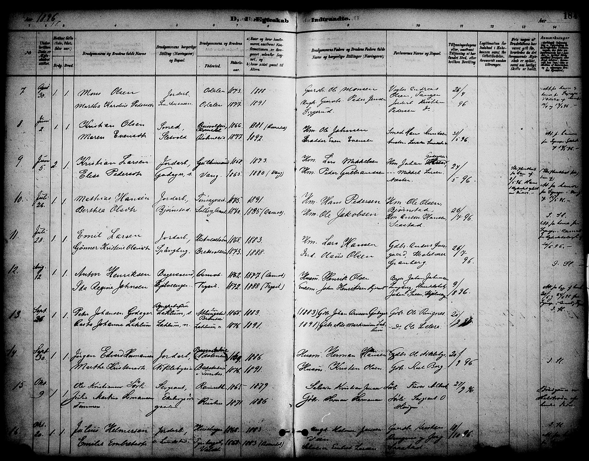 Stange prestekontor, AV/SAH-PREST-002/K/L0020: Parish register (official) no. 20, 1894-1905, p. 184