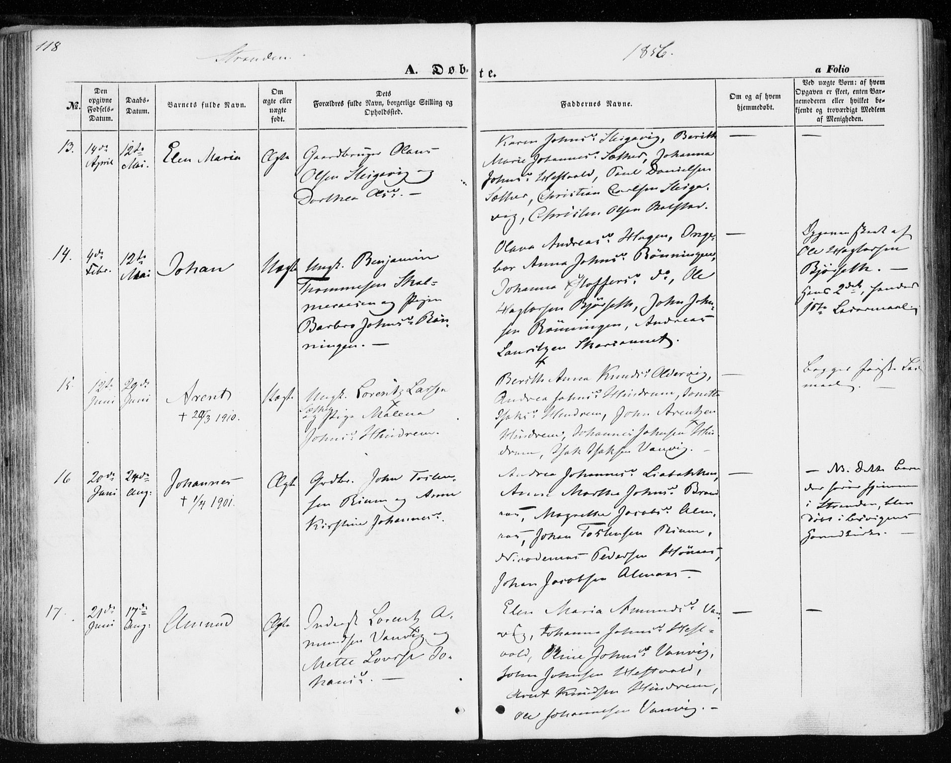 Ministerialprotokoller, klokkerbøker og fødselsregistre - Nord-Trøndelag, AV/SAT-A-1458/701/L0008: Parish register (official) no. 701A08 /2, 1854-1863, p. 118