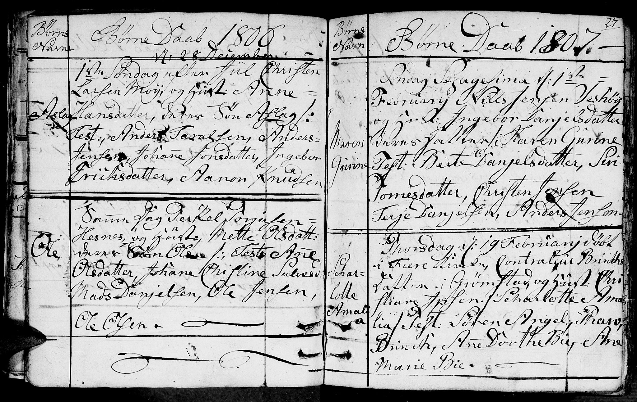 Fjære sokneprestkontor, SAK/1111-0011/F/Fb/L0006: Parish register (copy) no. B 6, 1803-1817, p. 27