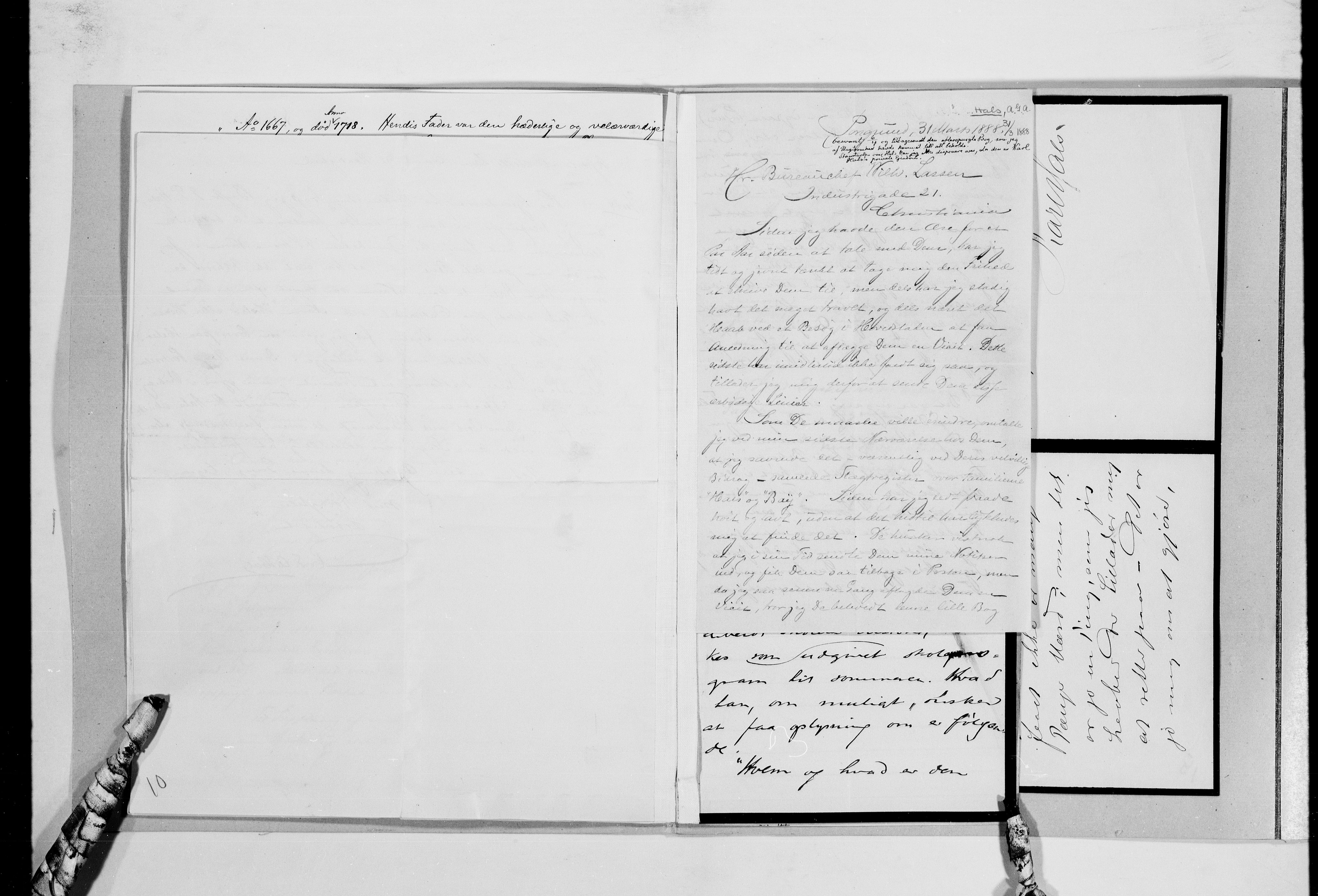 Lassens samlinger, AV/RA-PA-0051/G/L0098: Alfabetisk ordnede brev til Wilhelm Lassen: Hagemann - Jørgensen, 1815-1907, p. 16