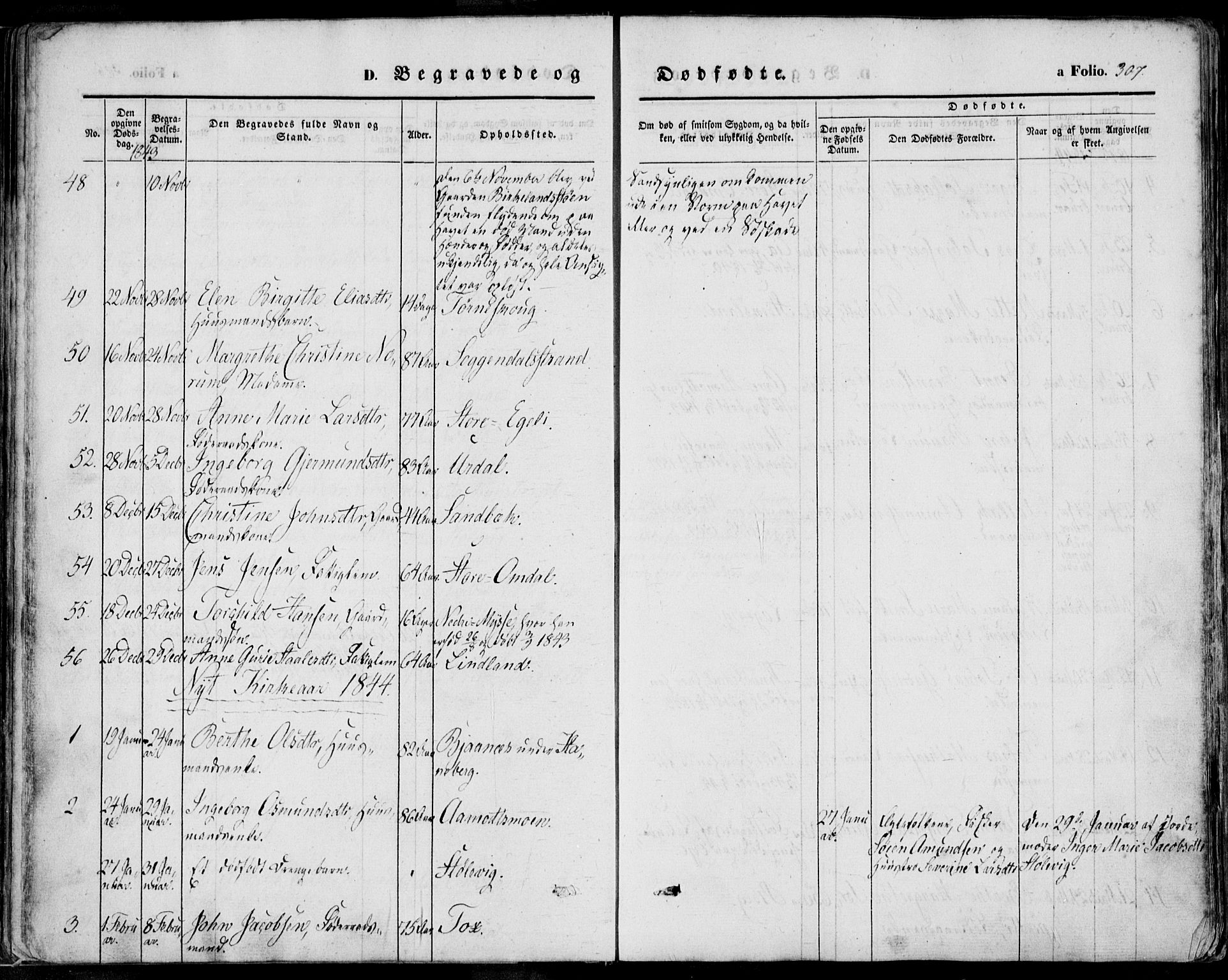 Sokndal sokneprestkontor, SAST/A-101808: Parish register (official) no. A 8.2, 1842-1857, p. 307