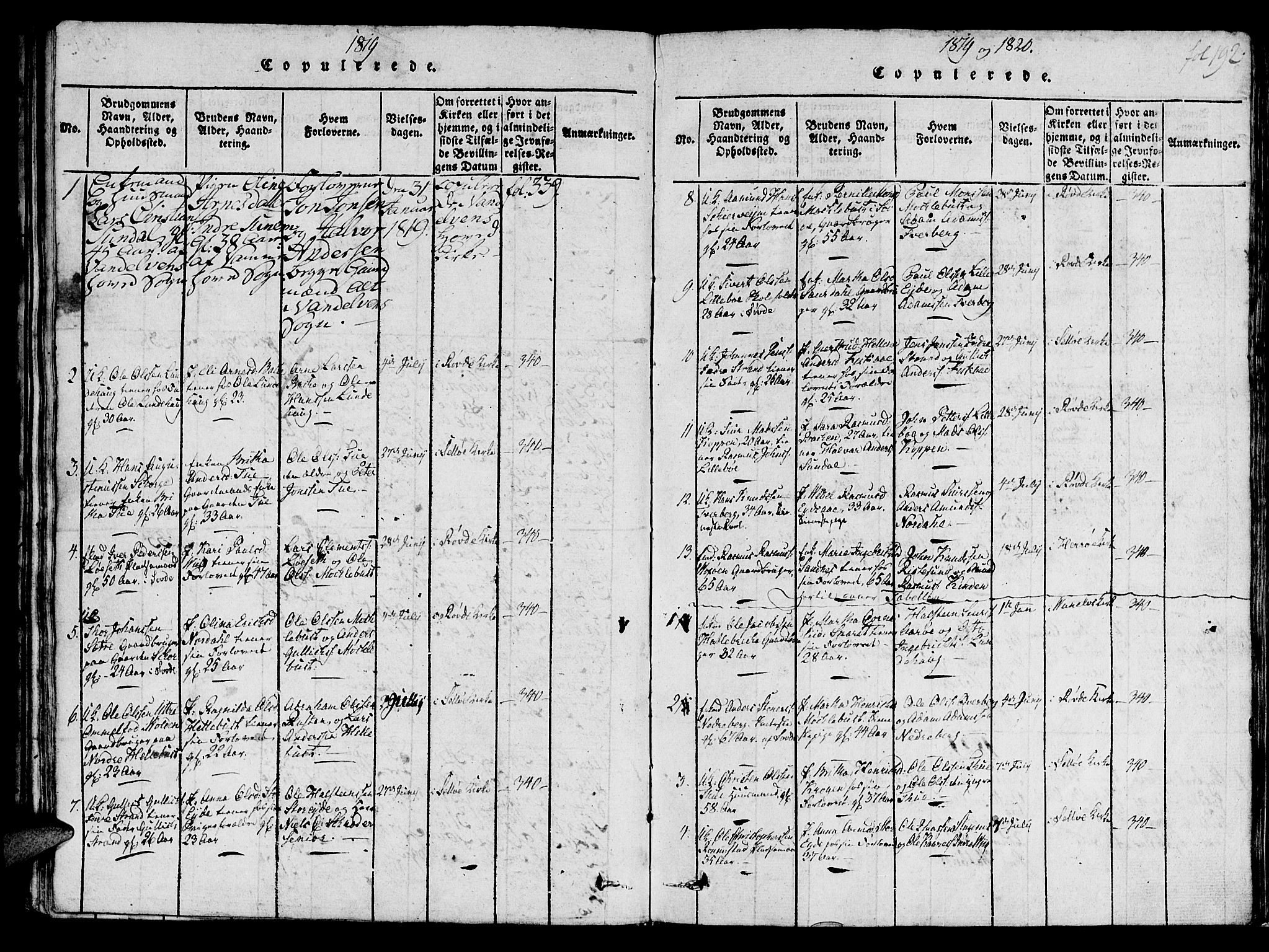 Ministerialprotokoller, klokkerbøker og fødselsregistre - Møre og Romsdal, AV/SAT-A-1454/501/L0004: Parish register (official) no. 501A04, 1816-1831, p. 192