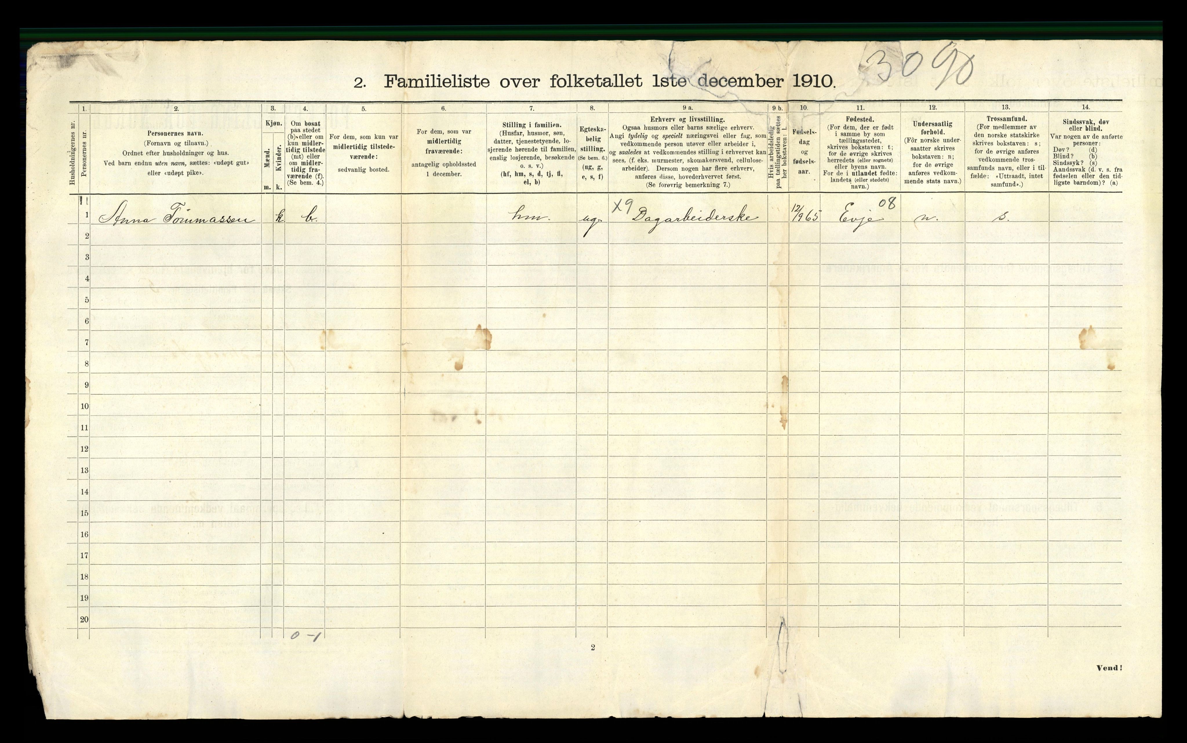 RA, 1910 census for Kristiansand, 1910, p. 2247