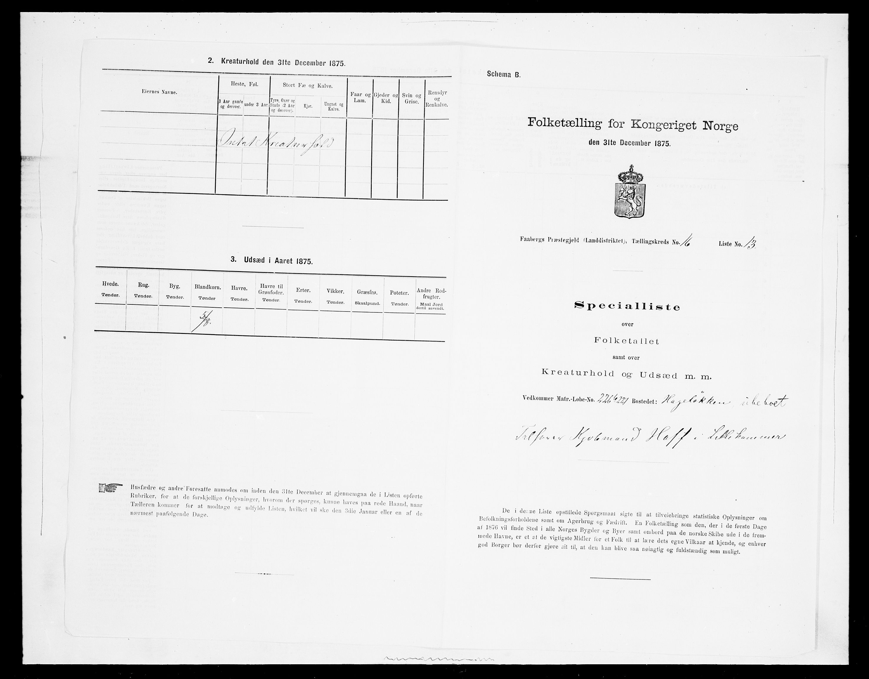 SAH, 1875 census for 0524L Fåberg/Fåberg og Lillehammer, 1875, p. 1940
