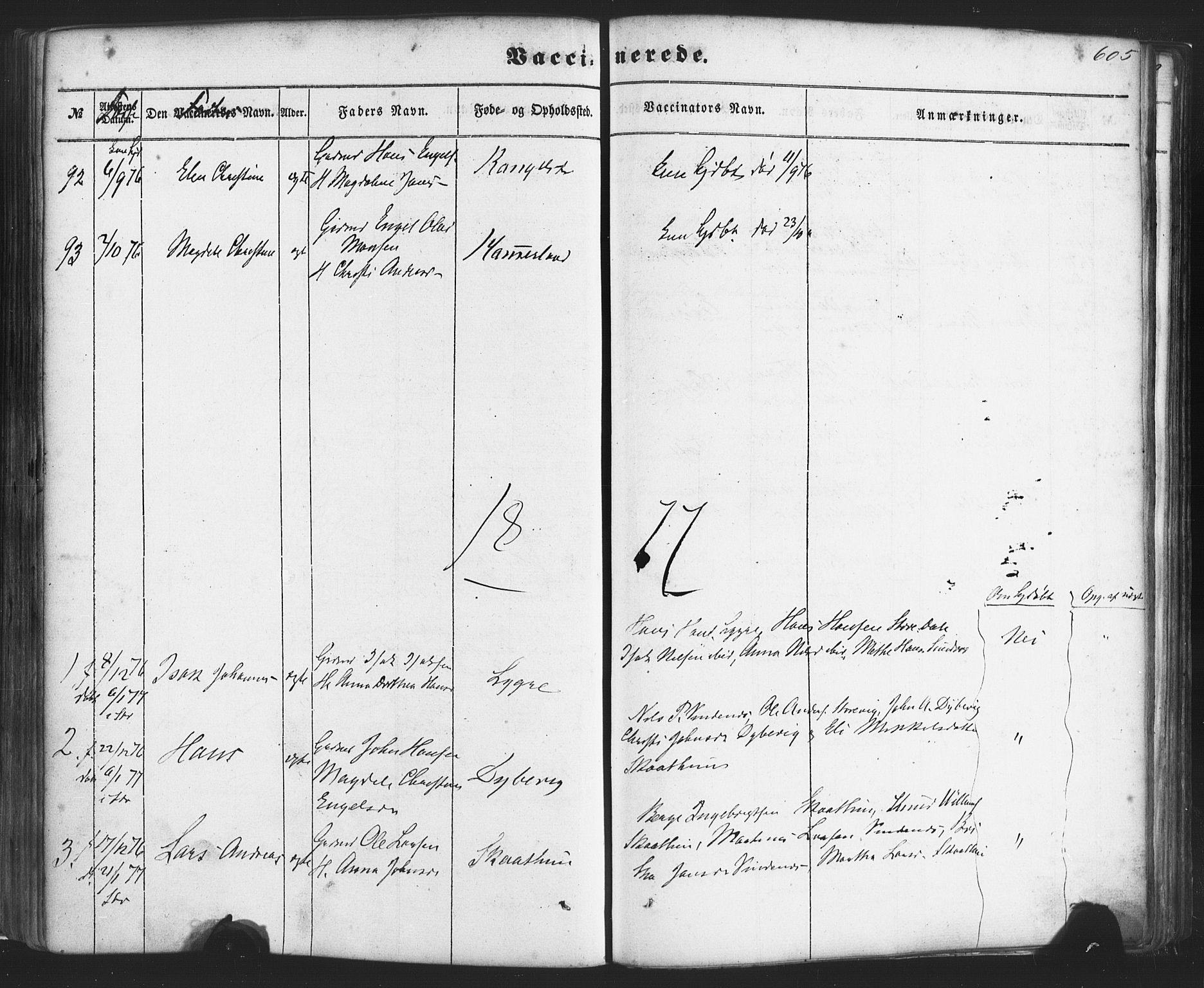 Fusa sokneprestembete, SAB/A-75401/H/Haa: Parish register (official) no. A 1II, 1855-1879, p. 605