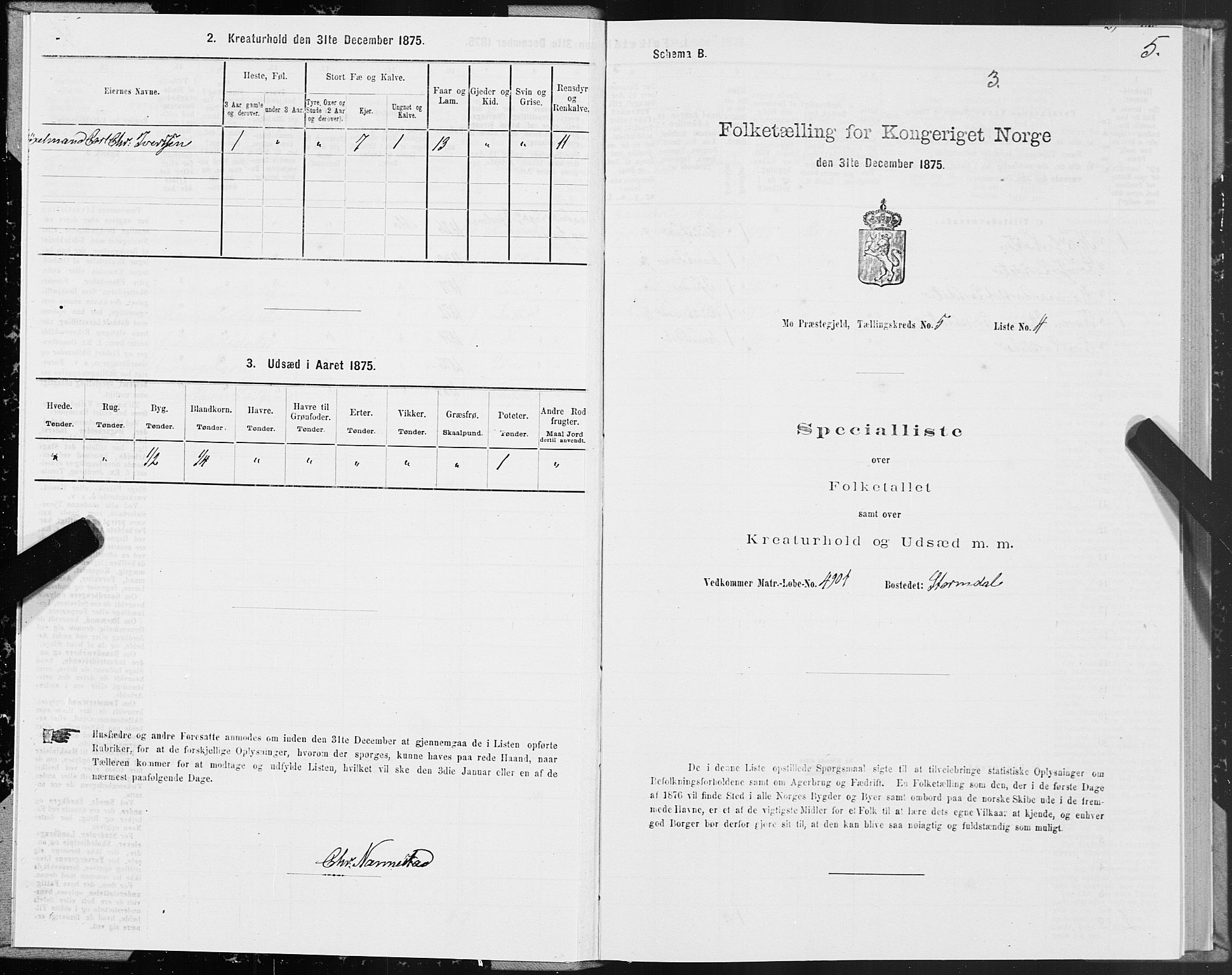 SAT, 1875 census for 1833P Mo, 1875, p. 3005