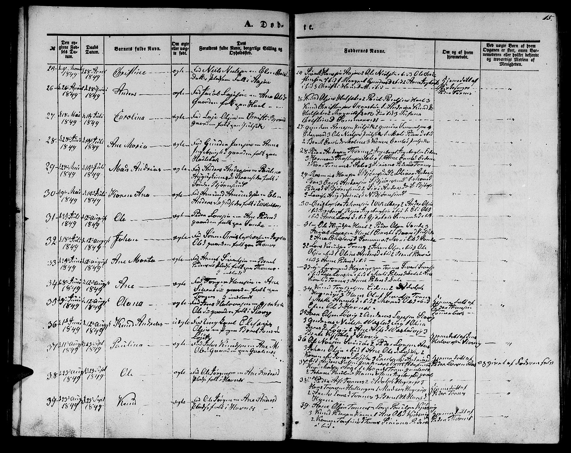 Ministerialprotokoller, klokkerbøker og fødselsregistre - Møre og Romsdal, AV/SAT-A-1454/565/L0753: Parish register (copy) no. 565C02, 1845-1870, p. 15