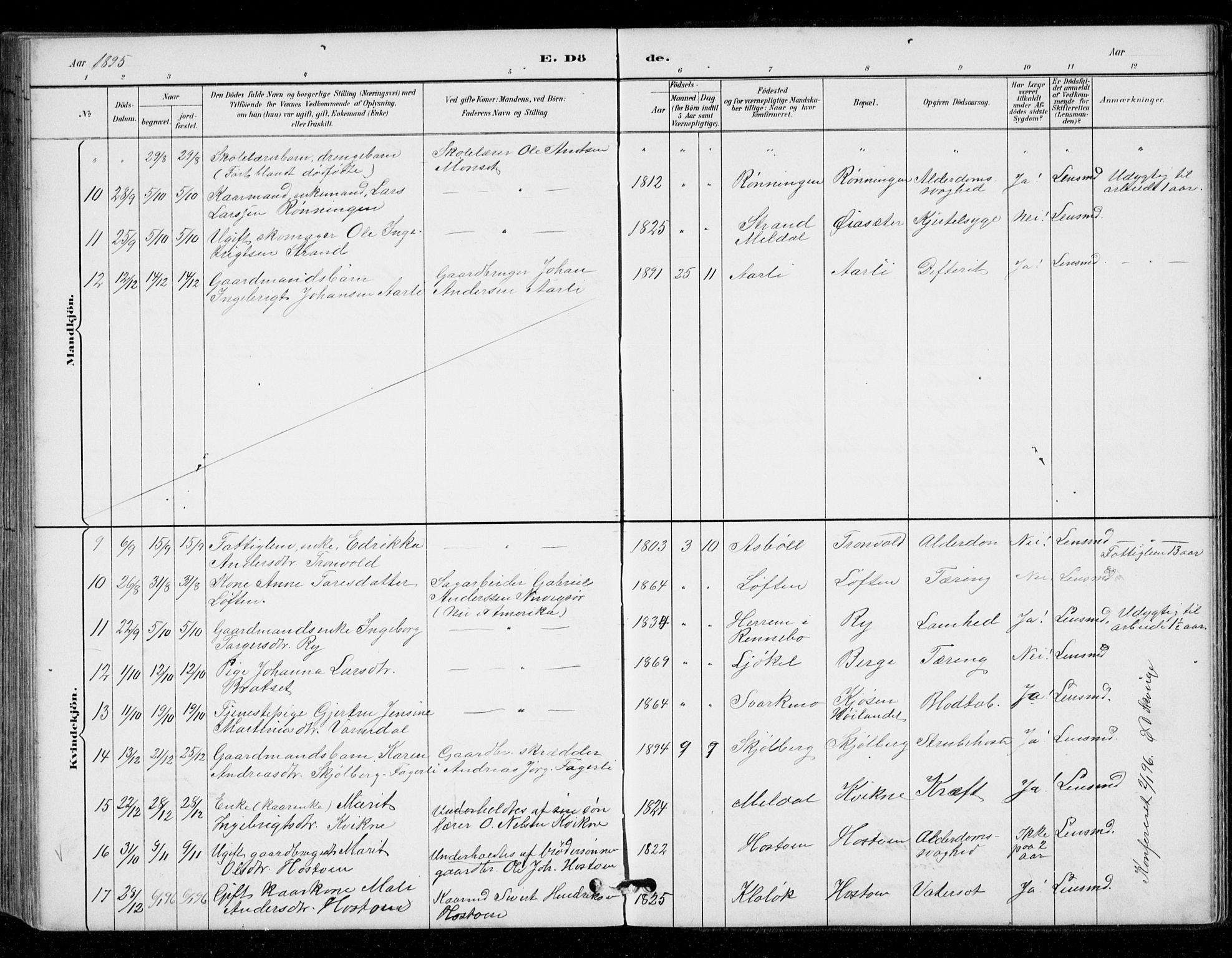 Ministerialprotokoller, klokkerbøker og fødselsregistre - Sør-Trøndelag, AV/SAT-A-1456/671/L0841: Parish register (official) no. 671A03, 1893-1915