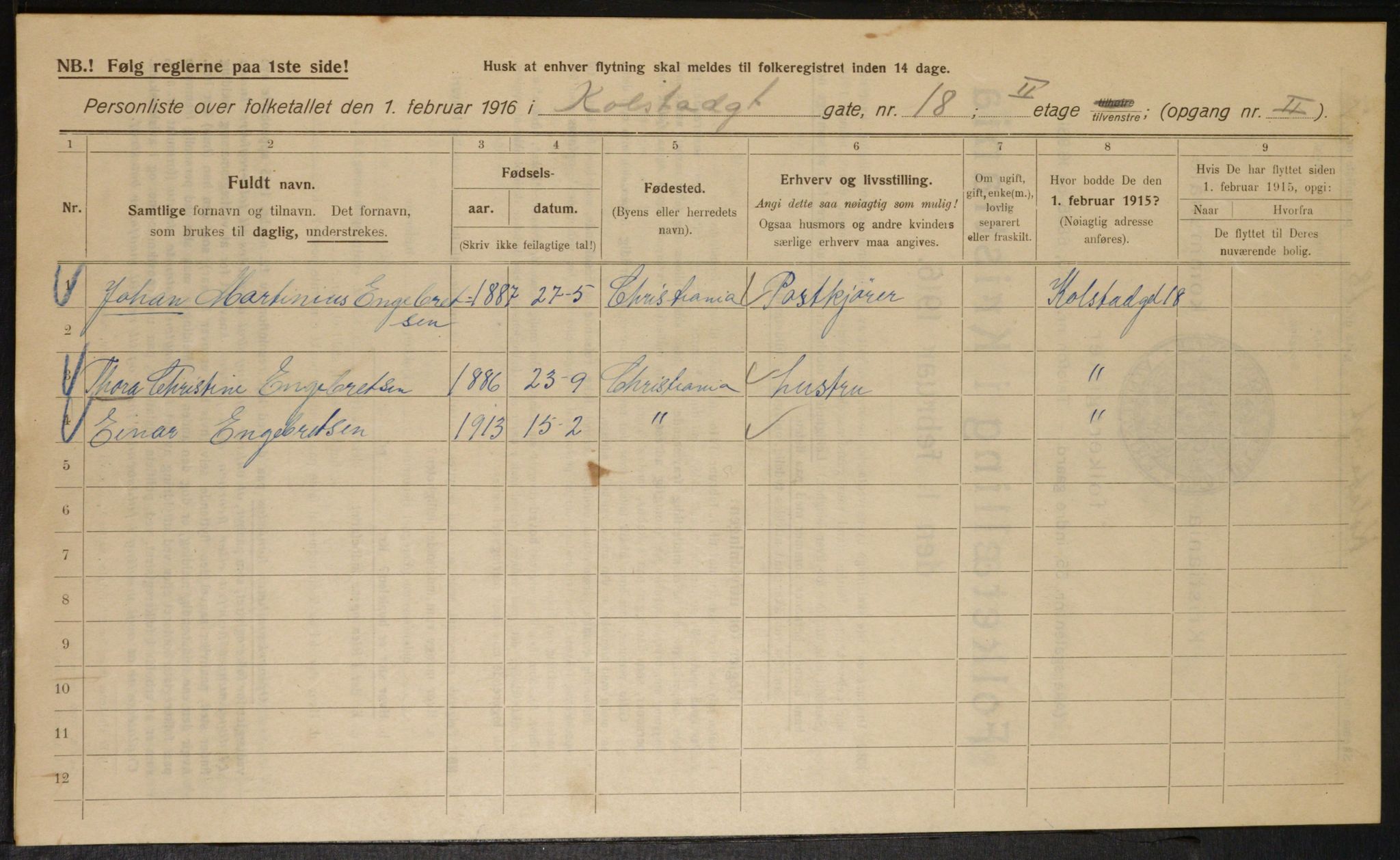 OBA, Municipal Census 1916 for Kristiania, 1916, p. 53557