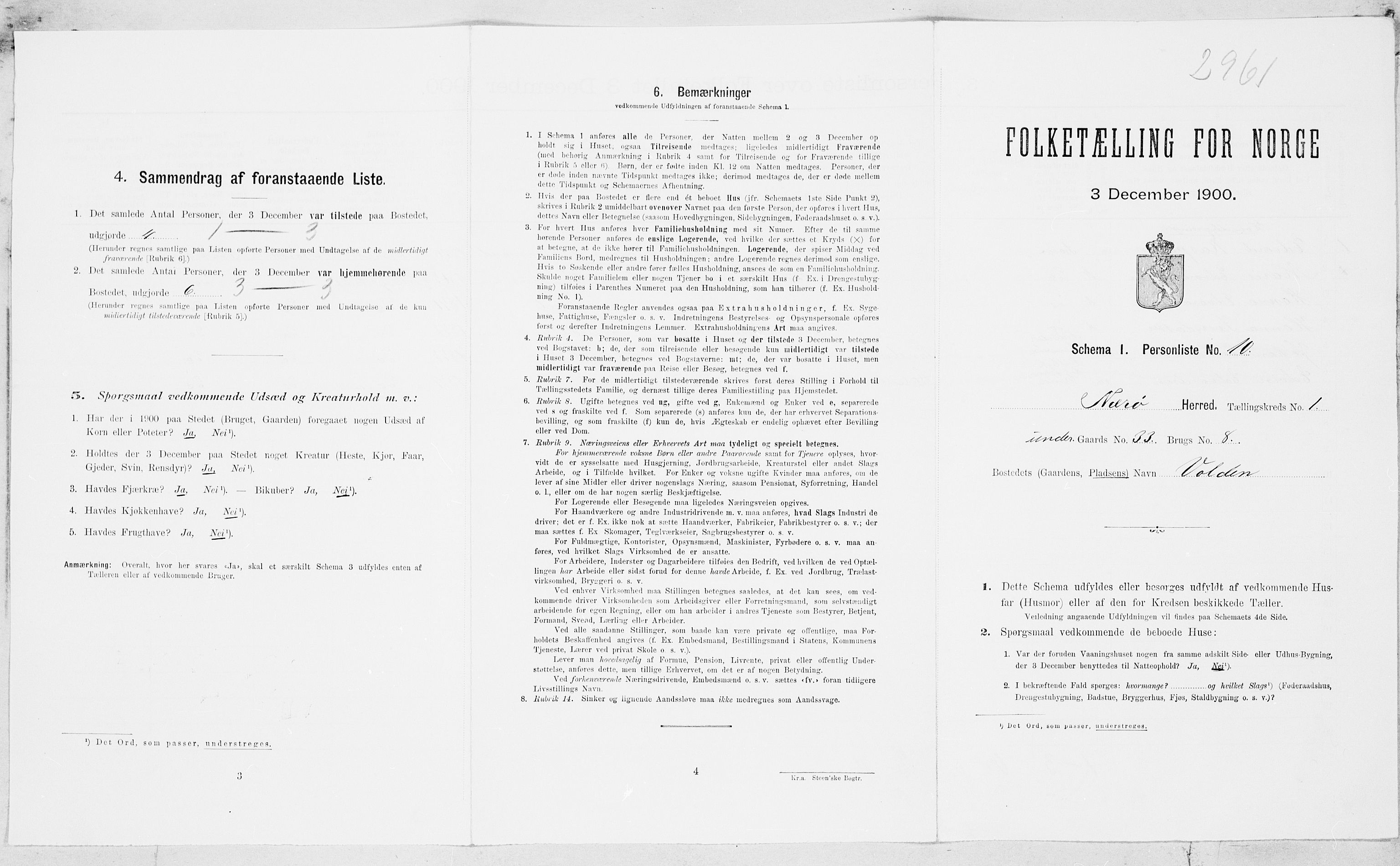 SAT, 1900 census for Nærøy, 1900, p. 33