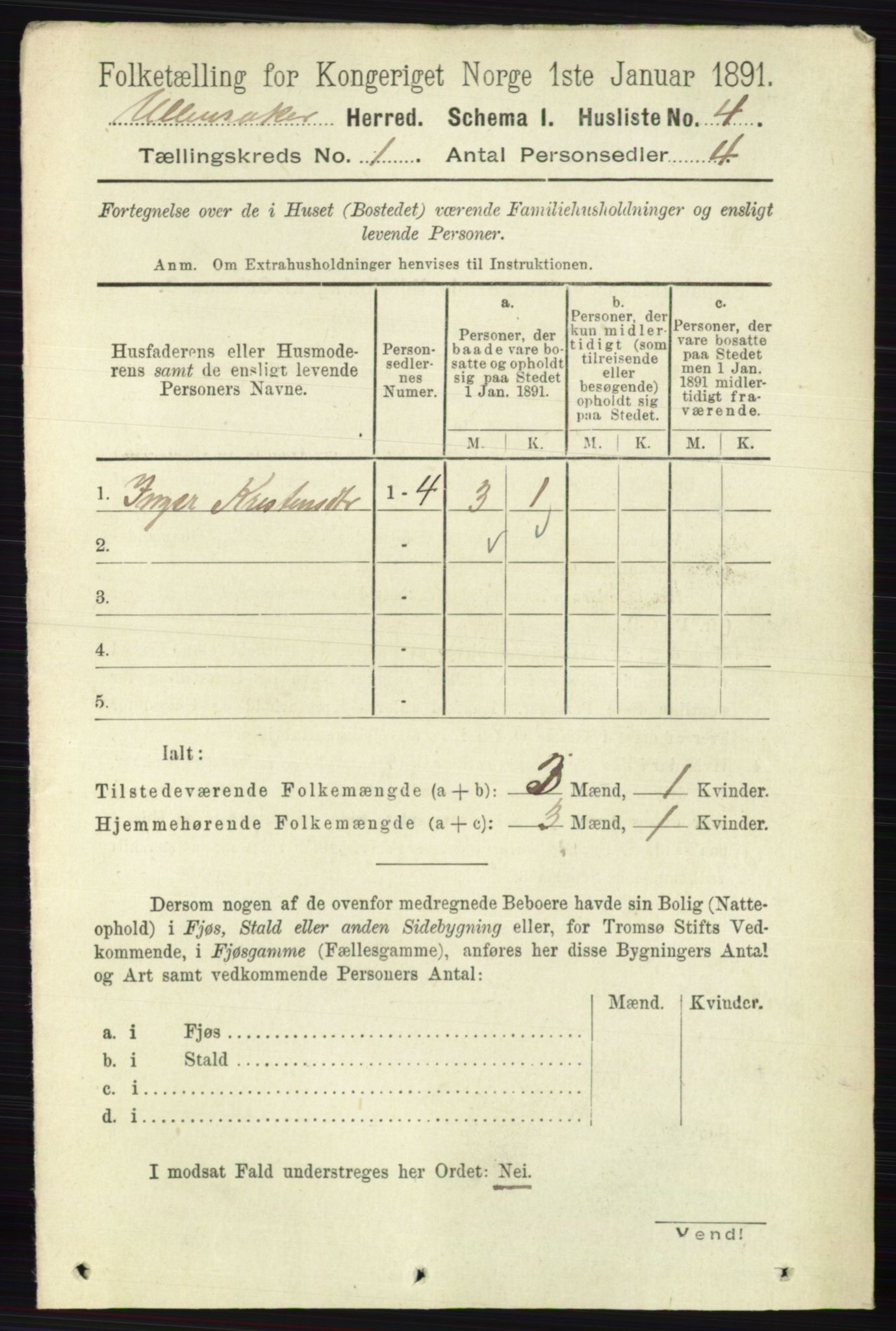 RA, 1891 census for 0235 Ullensaker, 1891, p. 40