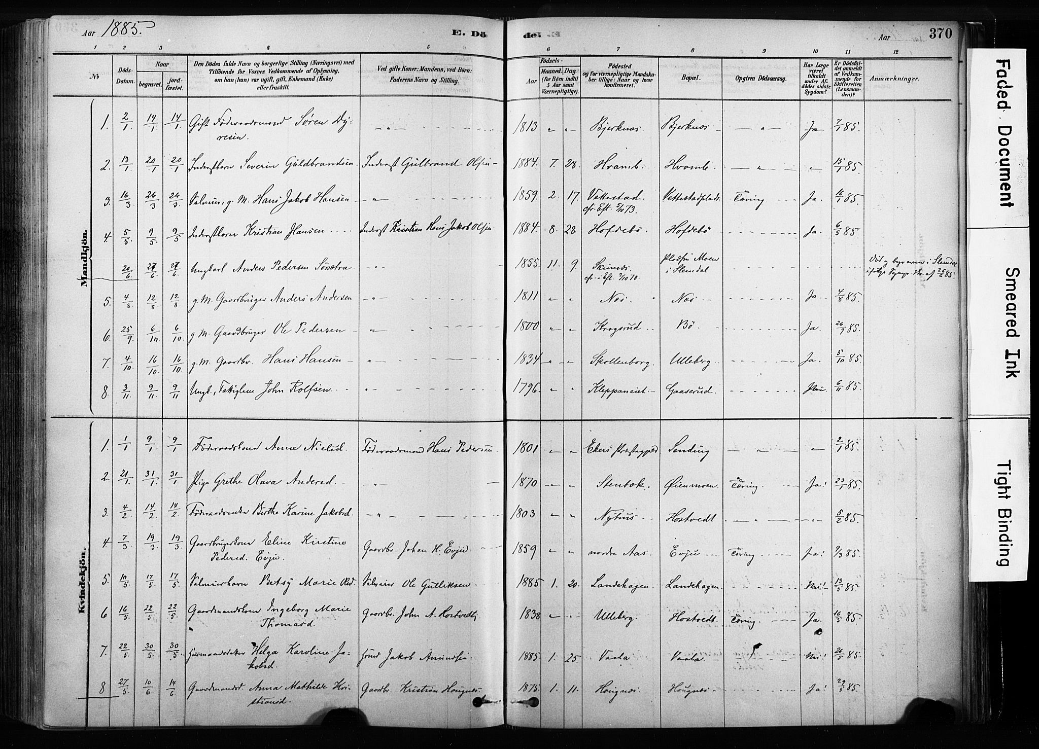 Sandsvær kirkebøker, SAKO/A-244/F/Fb/L0001: Parish register (official) no. II 1, 1878-1906, p. 370
