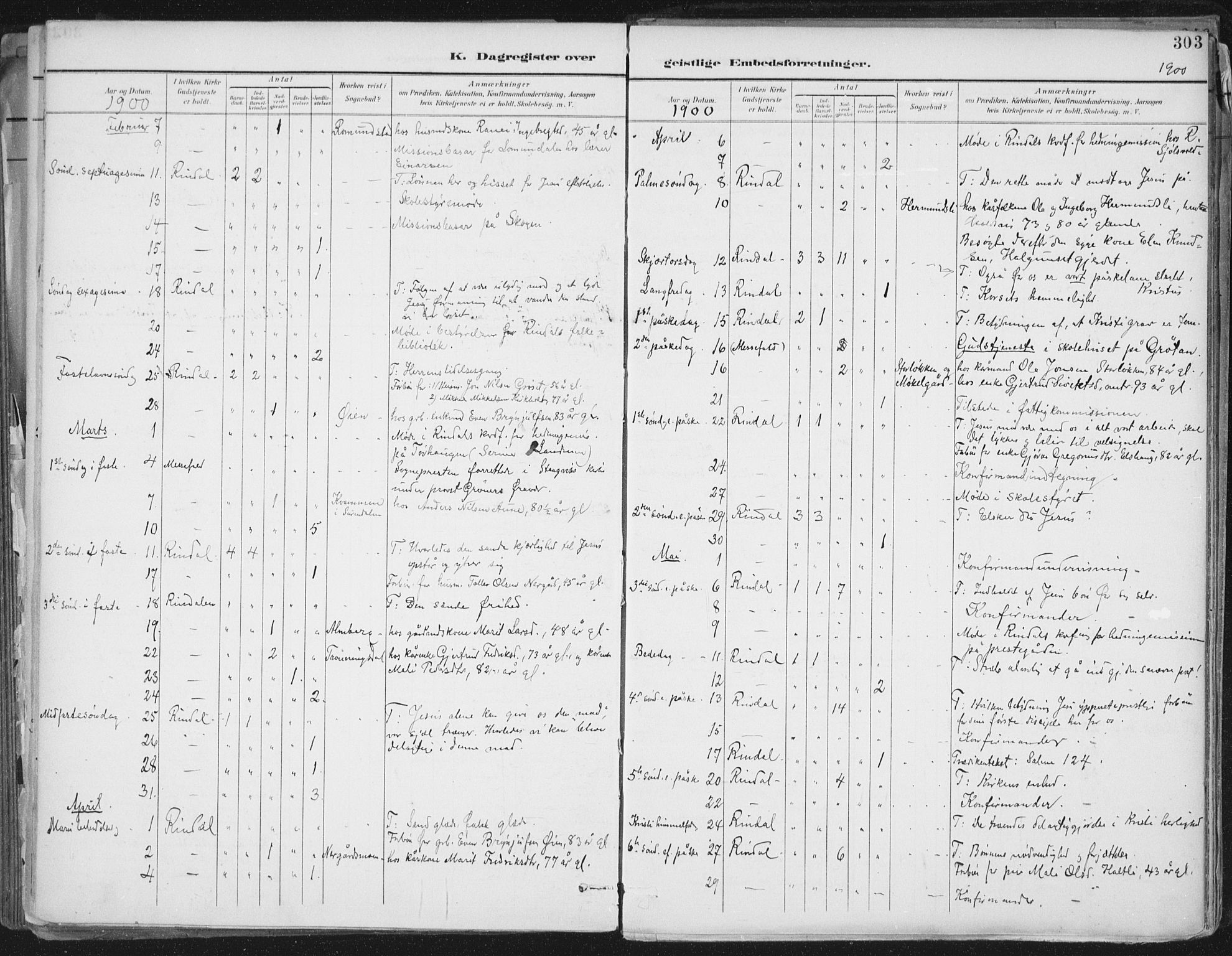 Ministerialprotokoller, klokkerbøker og fødselsregistre - Møre og Romsdal, AV/SAT-A-1454/598/L1072: Parish register (official) no. 598A06, 1896-1910, p. 303