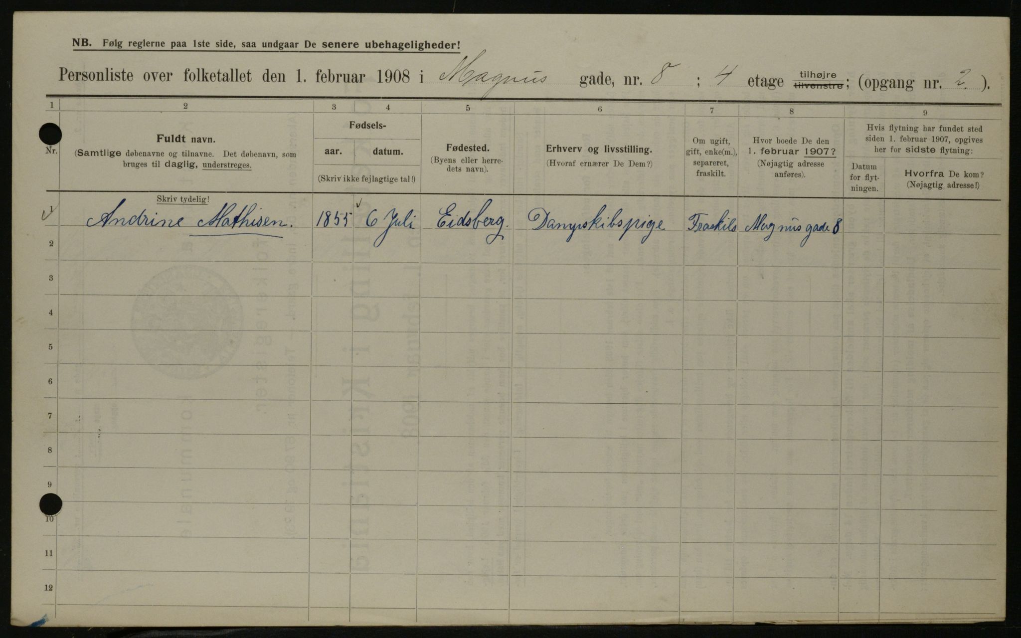 OBA, Municipal Census 1908 for Kristiania, 1908, p. 53329