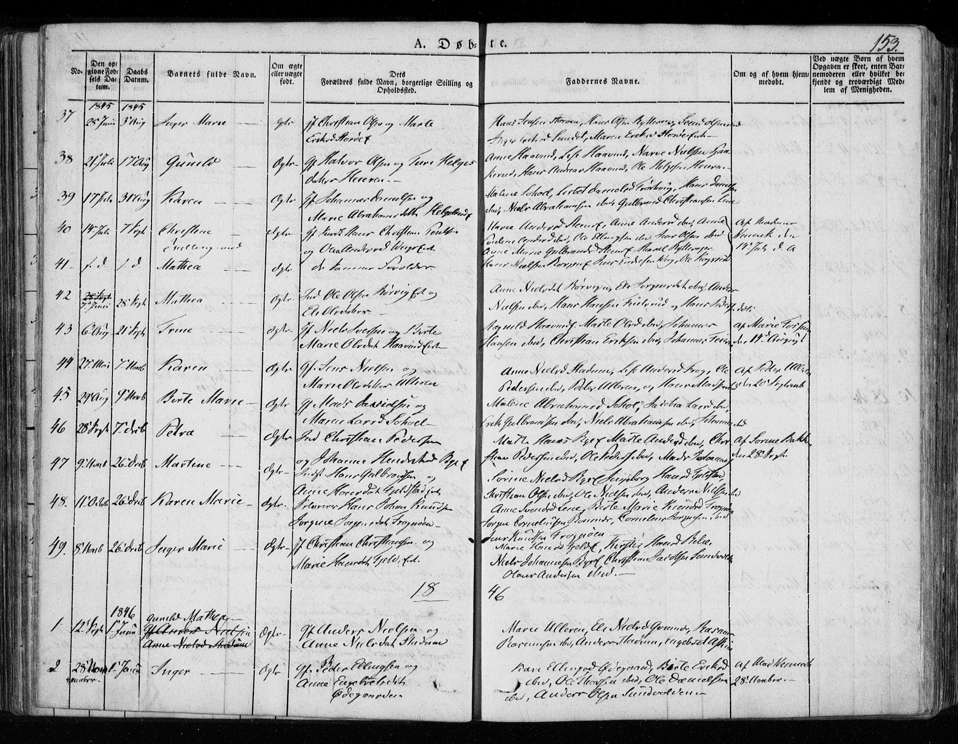 Hole kirkebøker, SAKO/A-228/F/Fa/L0005: Parish register (official) no. I 5, 1833-1851, p. 153