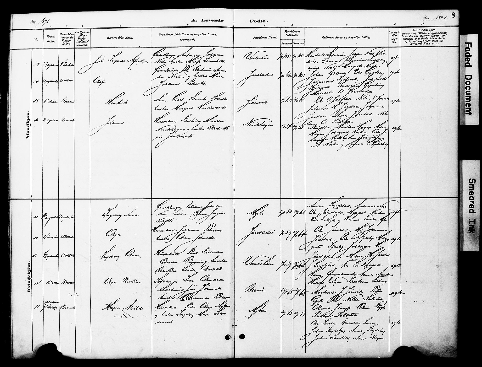 Ministerialprotokoller, klokkerbøker og fødselsregistre - Nord-Trøndelag, AV/SAT-A-1458/722/L0226: Parish register (copy) no. 722C02, 1889-1927, p. 8