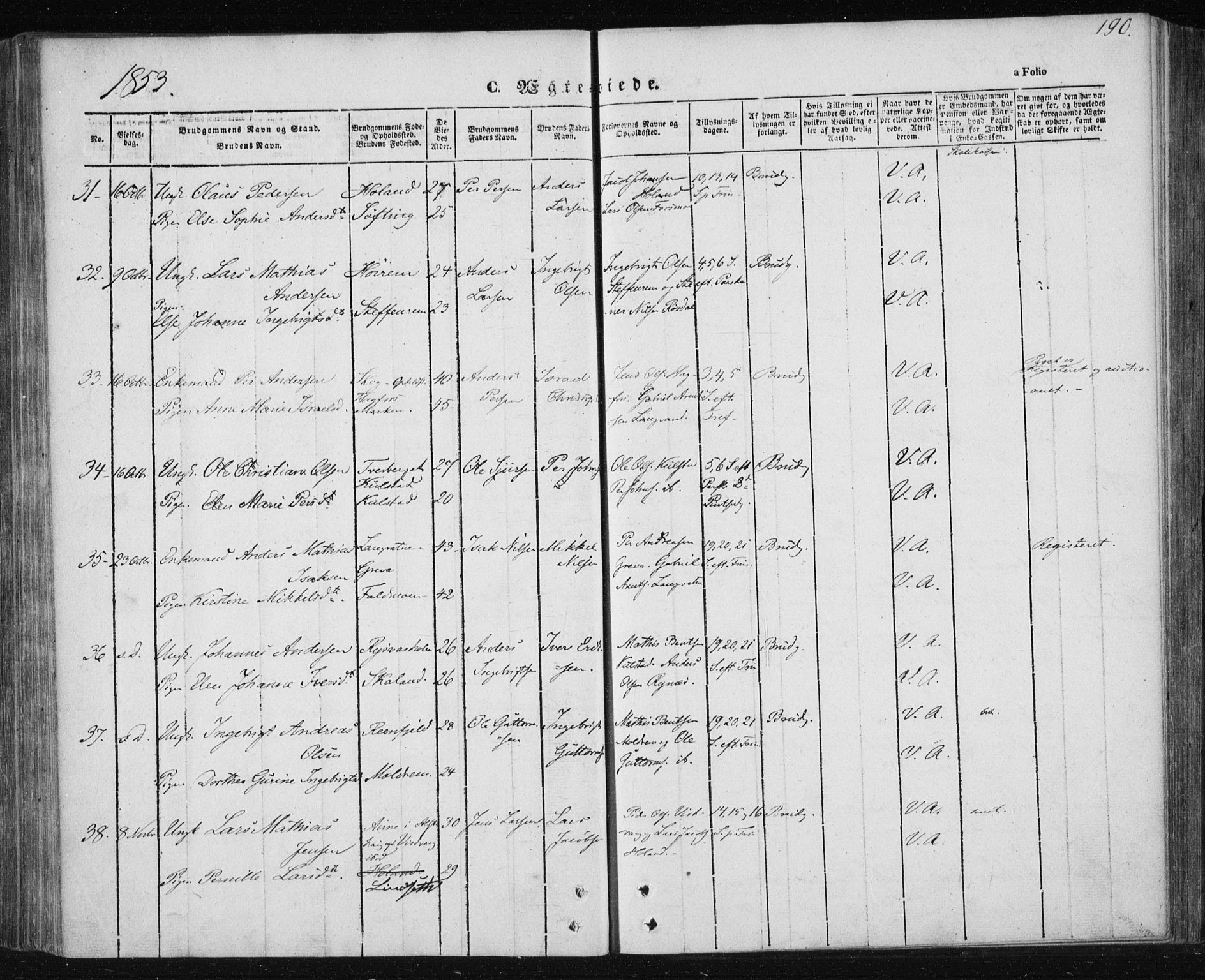 Ministerialprotokoller, klokkerbøker og fødselsregistre - Nordland, AV/SAT-A-1459/820/L0291: Parish register (official) no. 820A12, 1846-1854, p. 190