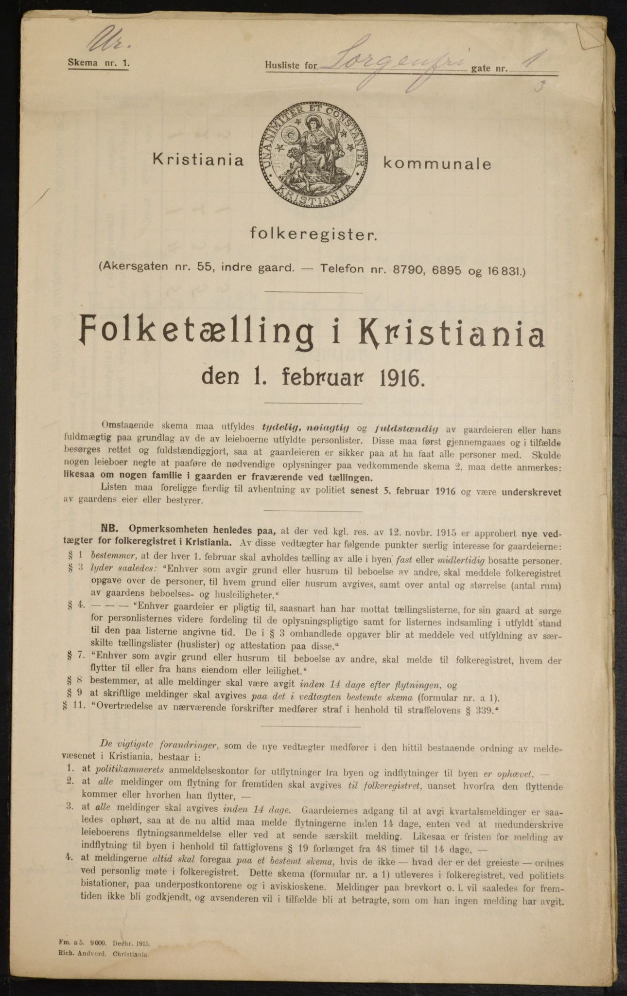 OBA, Municipal Census 1916 for Kristiania, 1916, p. 102267