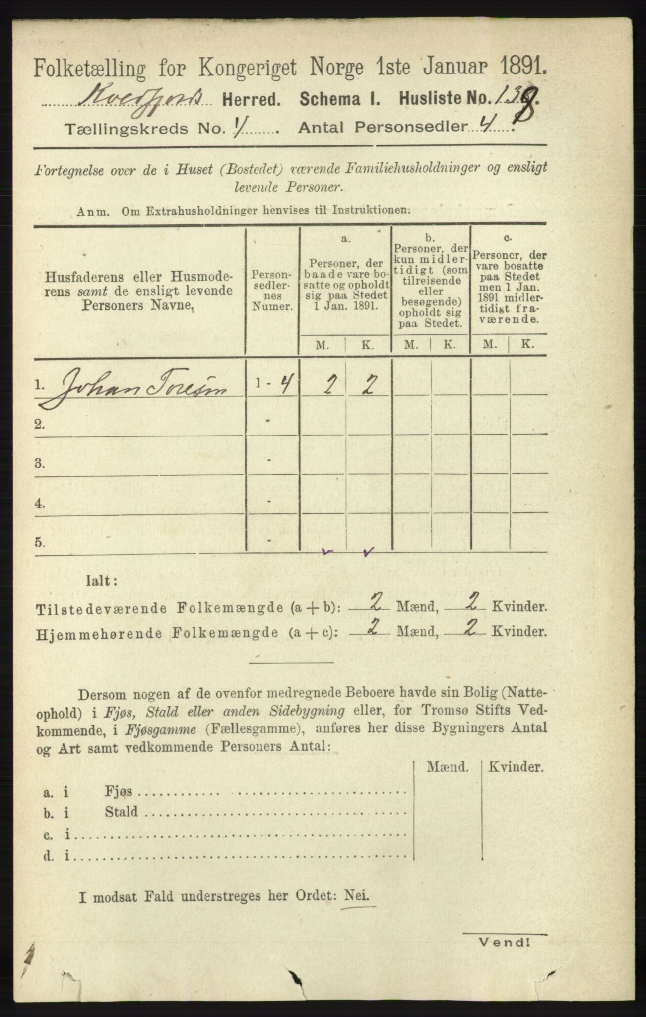 RA, 1891 census for 1911 Kvæfjord, 1891, p. 1888